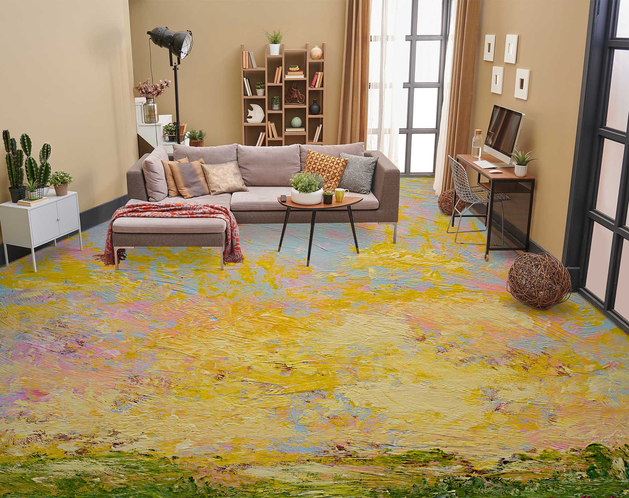 3D Yellow Painting 9619 Allan P. Friedlander Floor Mural Wallpaper Murals Self-Adhesive Removable Print Epoxy