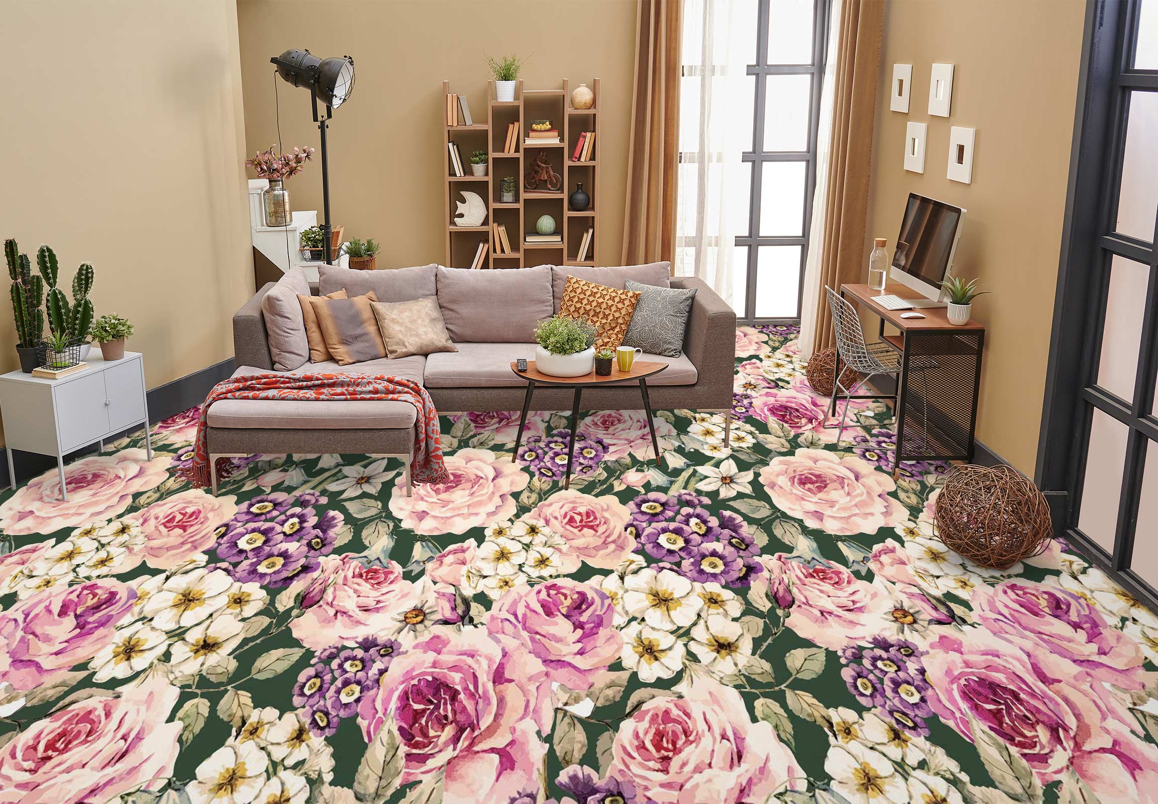 3D Literary Flower Painting 1193 Floor Mural Wallpaper Murals Self-Adhesive Removable Print Epoxy