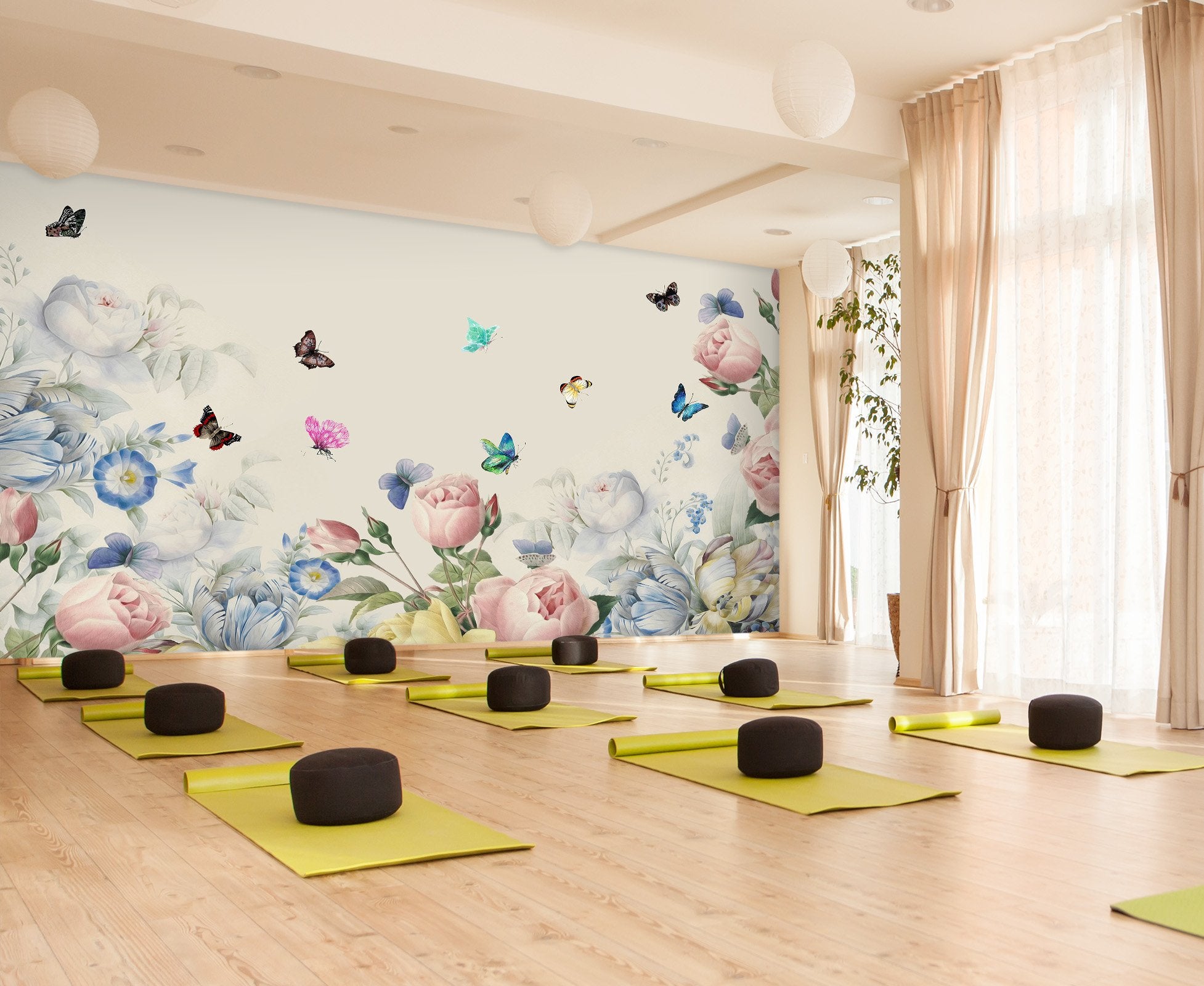 3D colorful flowers with butterflies 15 Wall Murals Wallpaper AJ Wallpaper