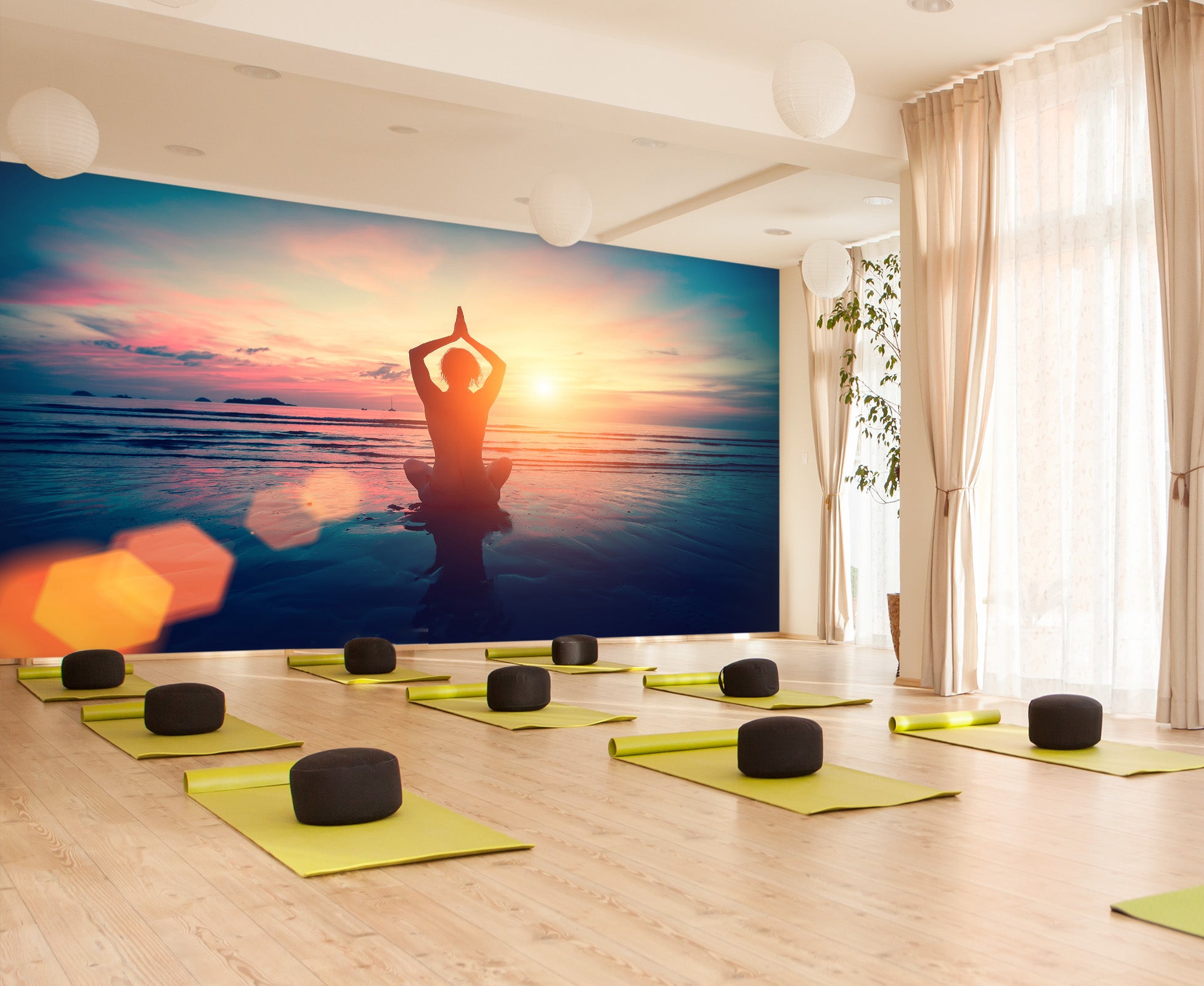 3D Sunrise Yoga 275 Wall Murals