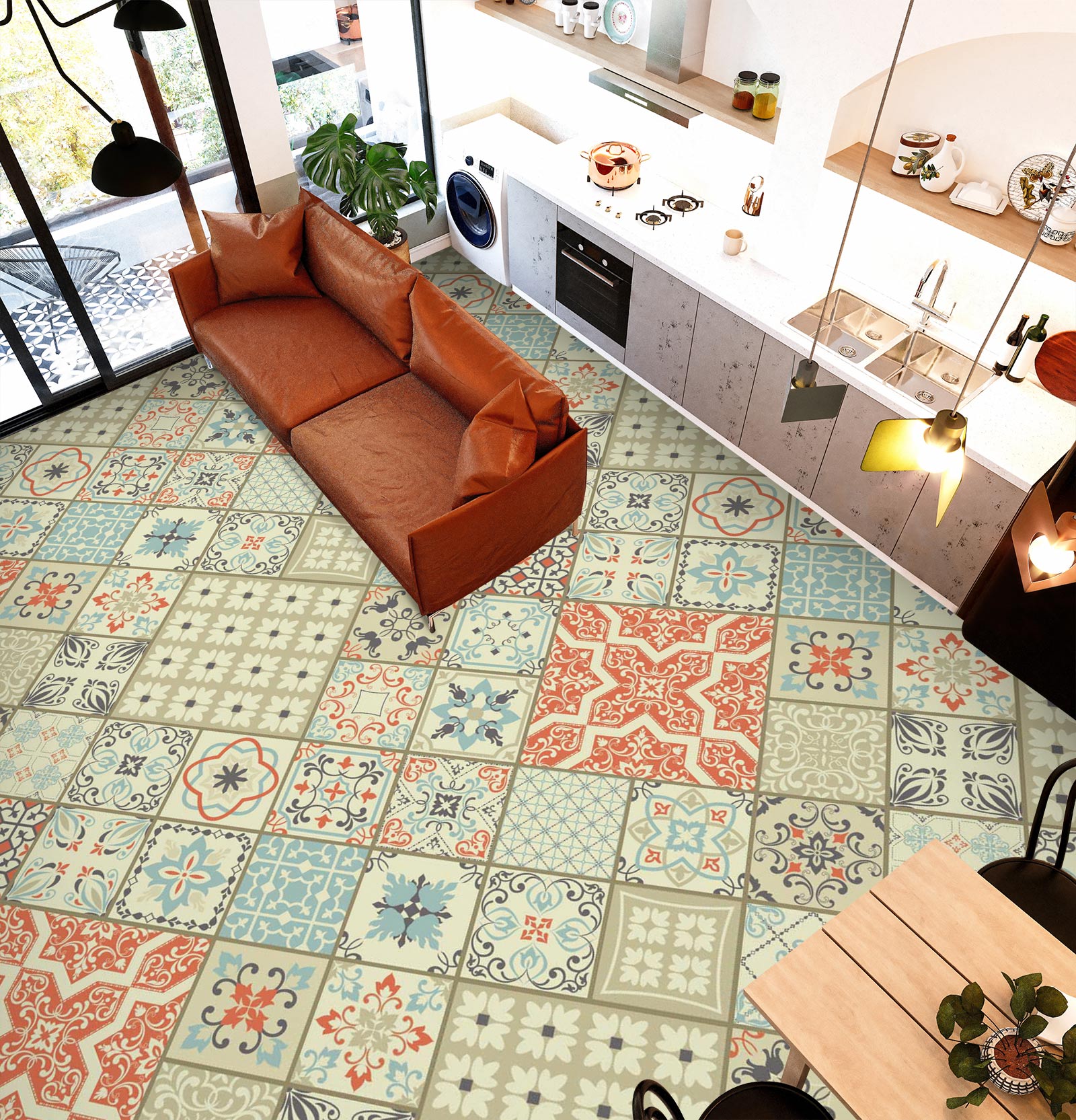 3D Retro Pattern Design 646 Floor Mural Wallpaper Murals Rug & Mat Print Epoxy waterproof bath floor