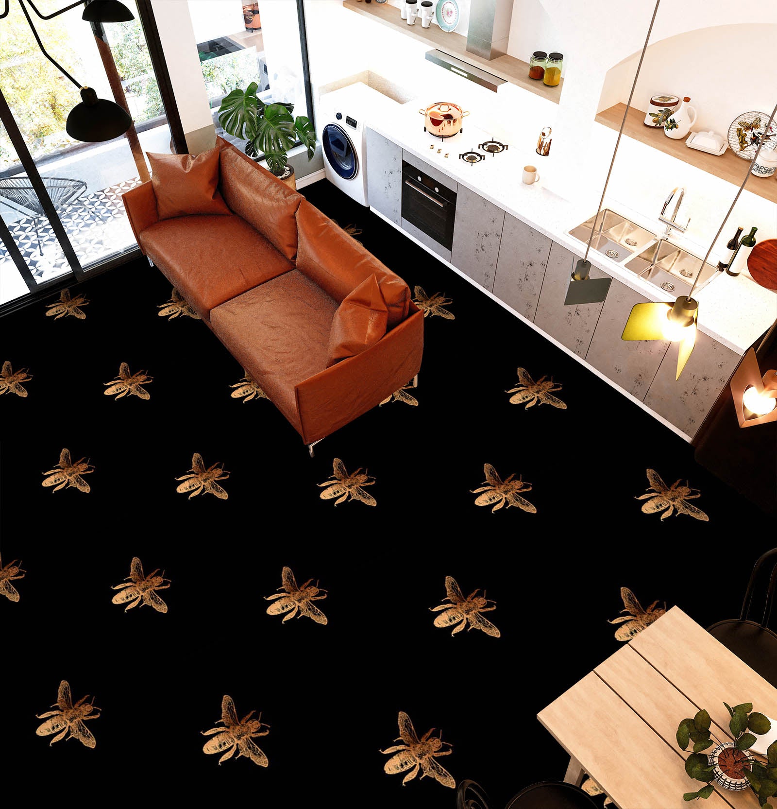 3D Bee Pattern 99214 Uta Naumann Floor Mural Wallpaper Murals Self-Adhesive Removable Print Epoxy