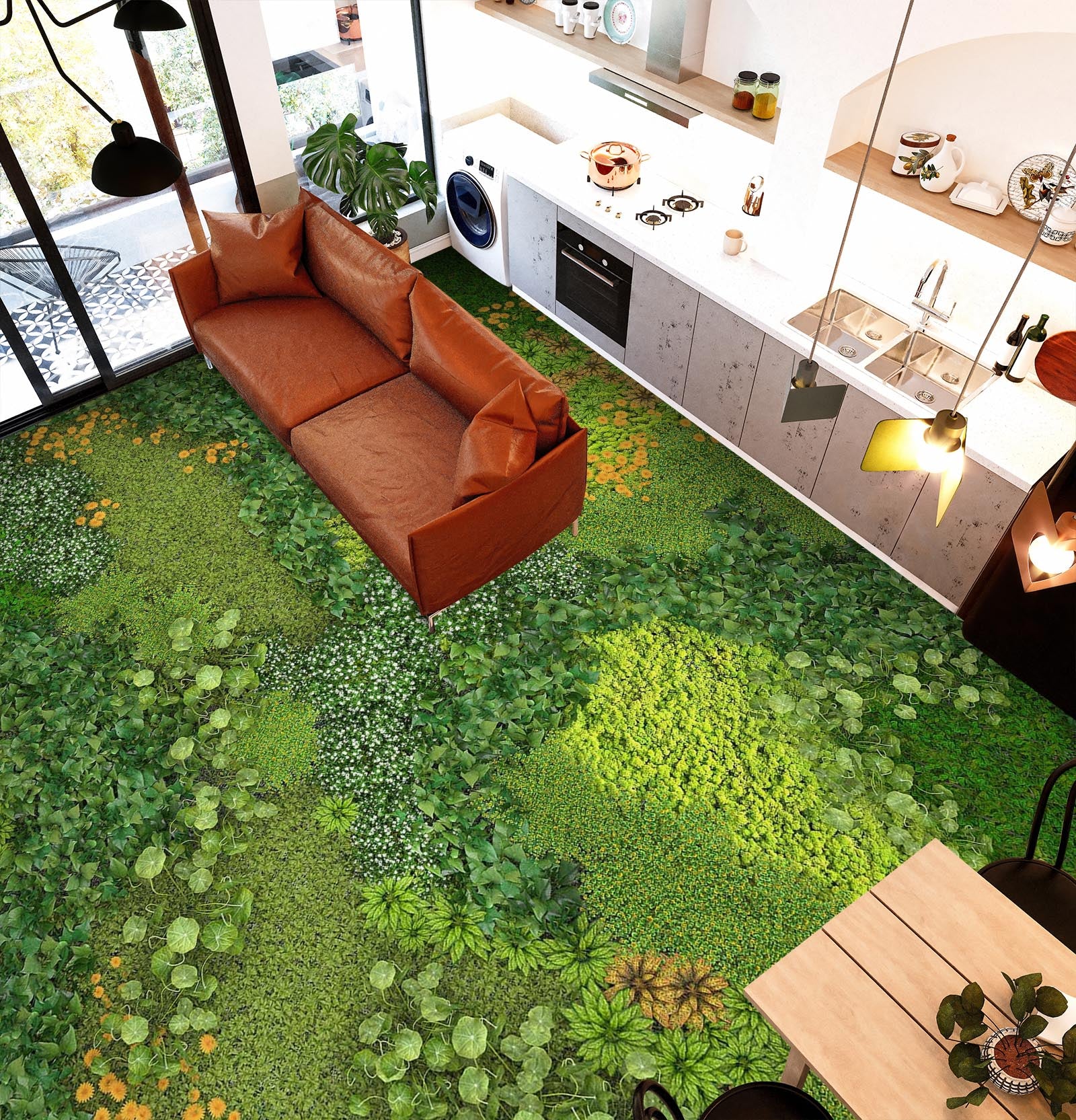 3D Fresh Green Grass 078 Floor Mural Wallpaper Murals Rug & Mat Print Epoxy waterproof bath floor