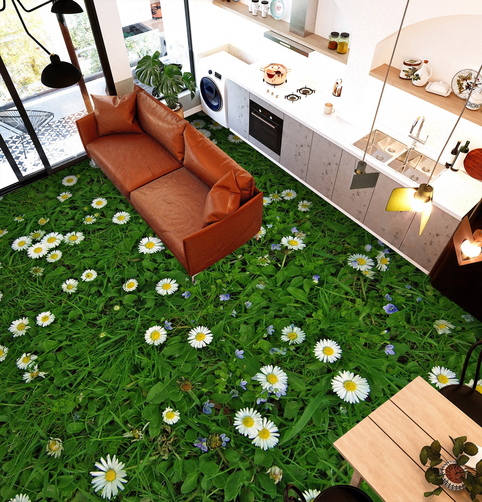 3D Fresh White Daisies 512 Floor Mural Wallpaper Murals Rug & Mat Print Epoxy waterproof bath floor