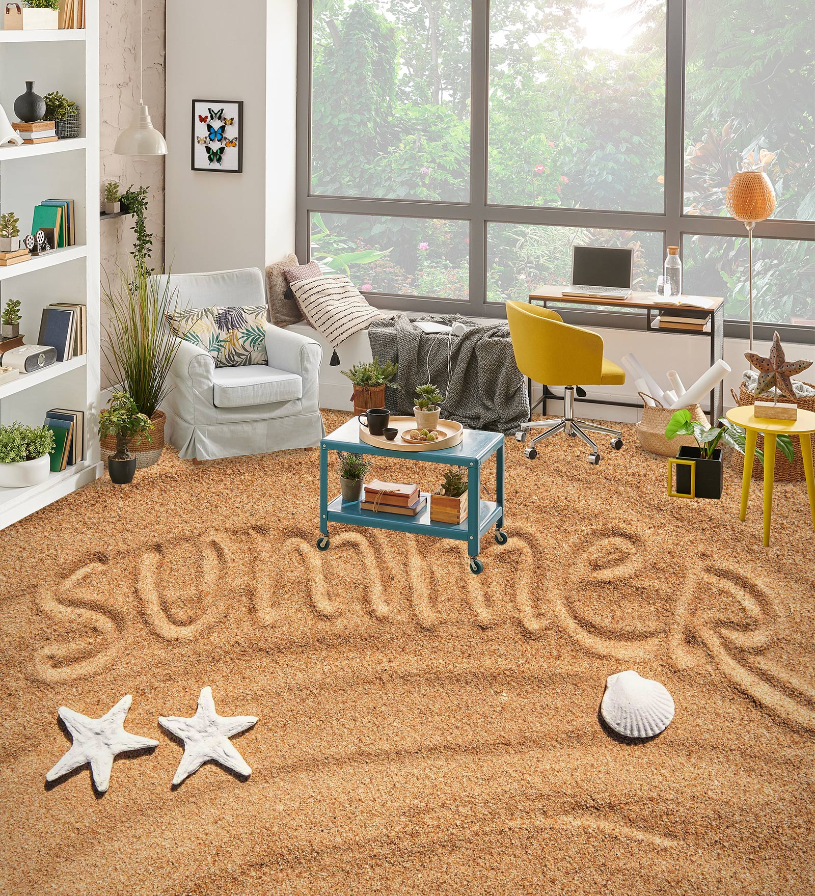 3D Summer Beach 1380 Floor Mural Wallpaper Murals Self-Adhesive Removable Print Epoxy