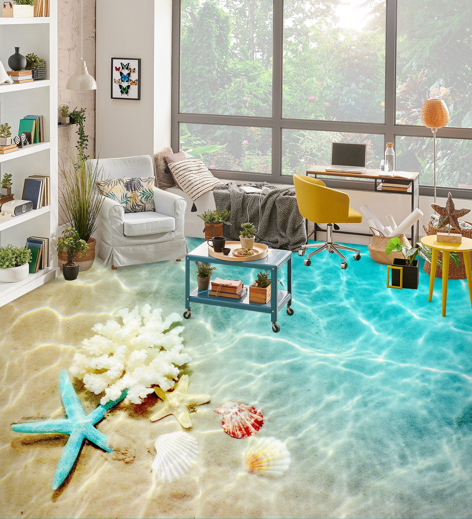 3D Light Blue Starfish 161 Floor Mural Wallpaper Murals Rug & Mat Print Epoxy waterproof bath floor