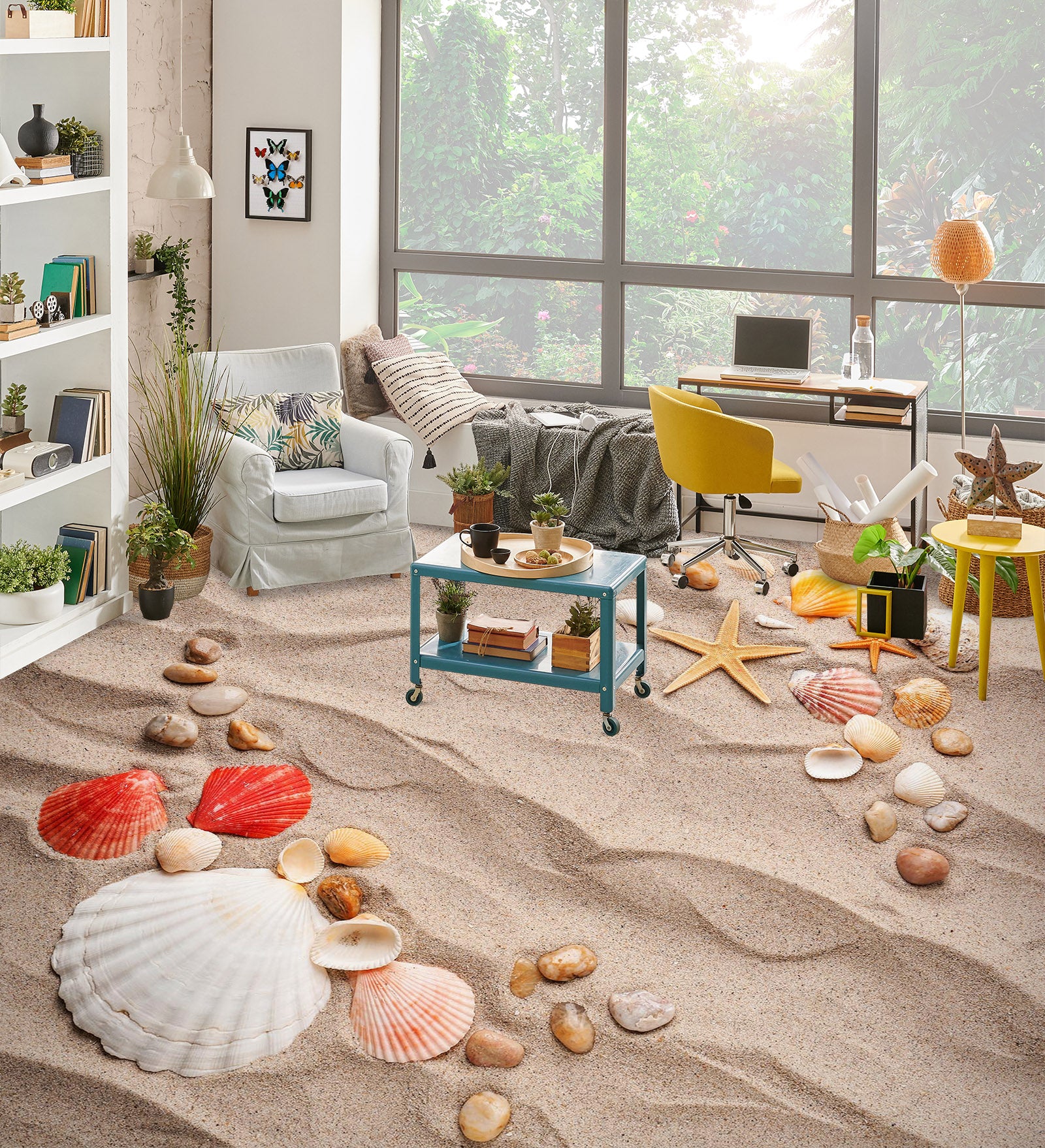 3D Two Red Seashells 736 Floor Mural Wallpaper Murals Rug & Mat Print Epoxy waterproof bath floor