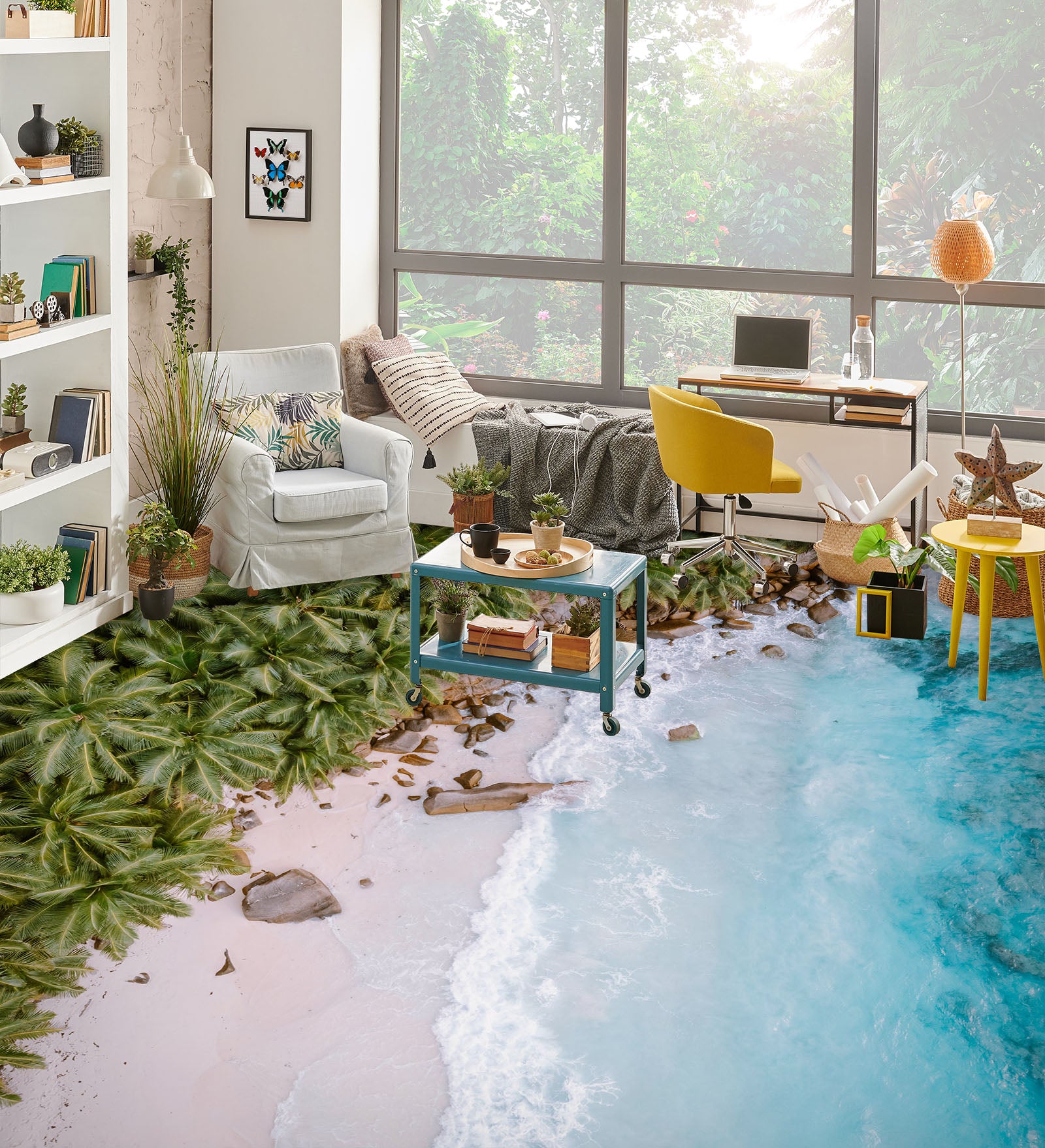 3D Dense Coconut Trees 834 Floor Mural Wallpaper Murals Rug & Mat Print Epoxy waterproof bath floor