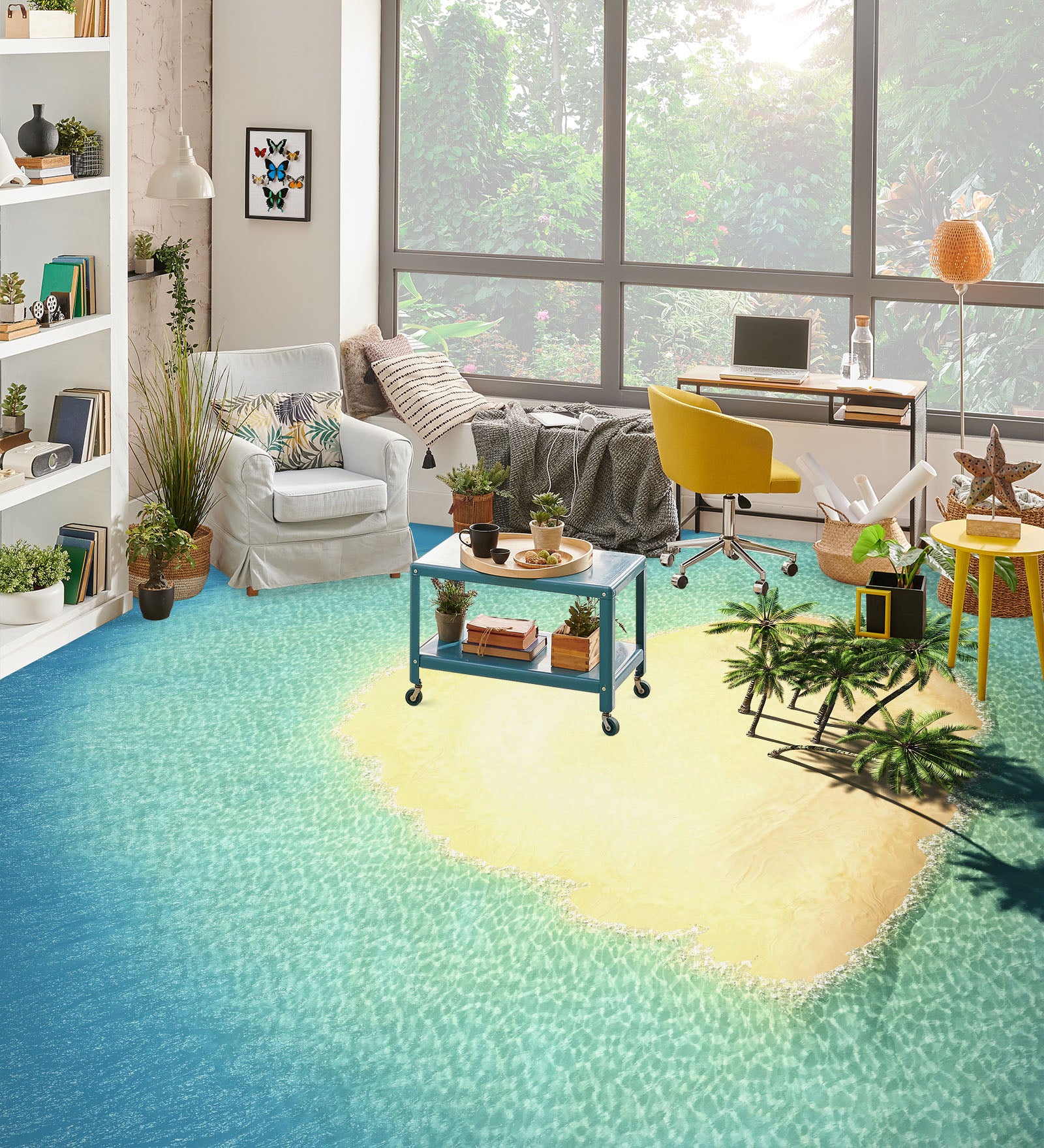3D Love Beach 322 Floor Mural Wallpaper Murals Rug & Mat Print Epoxy waterproof bath floor