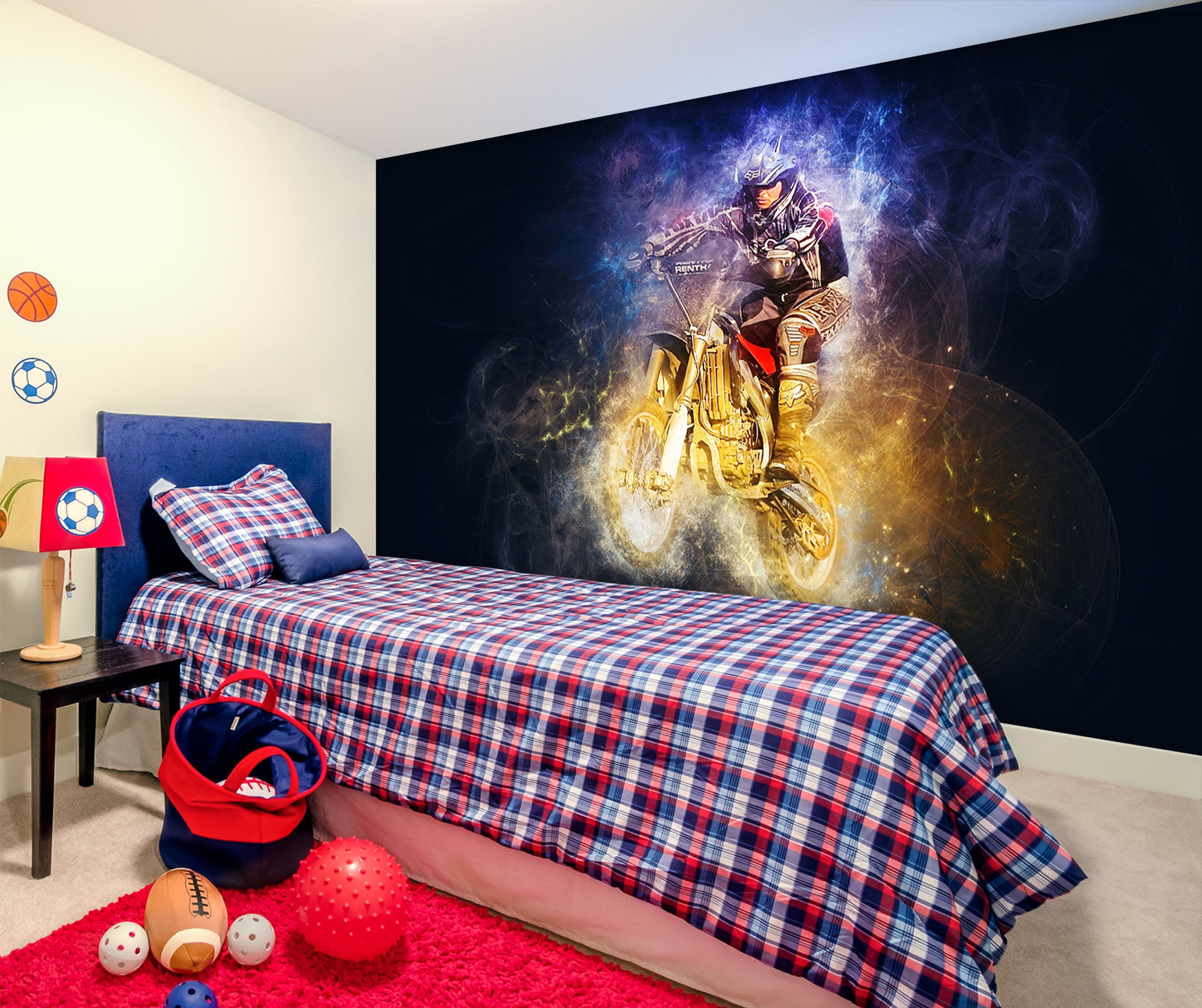 3D Motorbike Fire 121 Vehicle Wall Murals