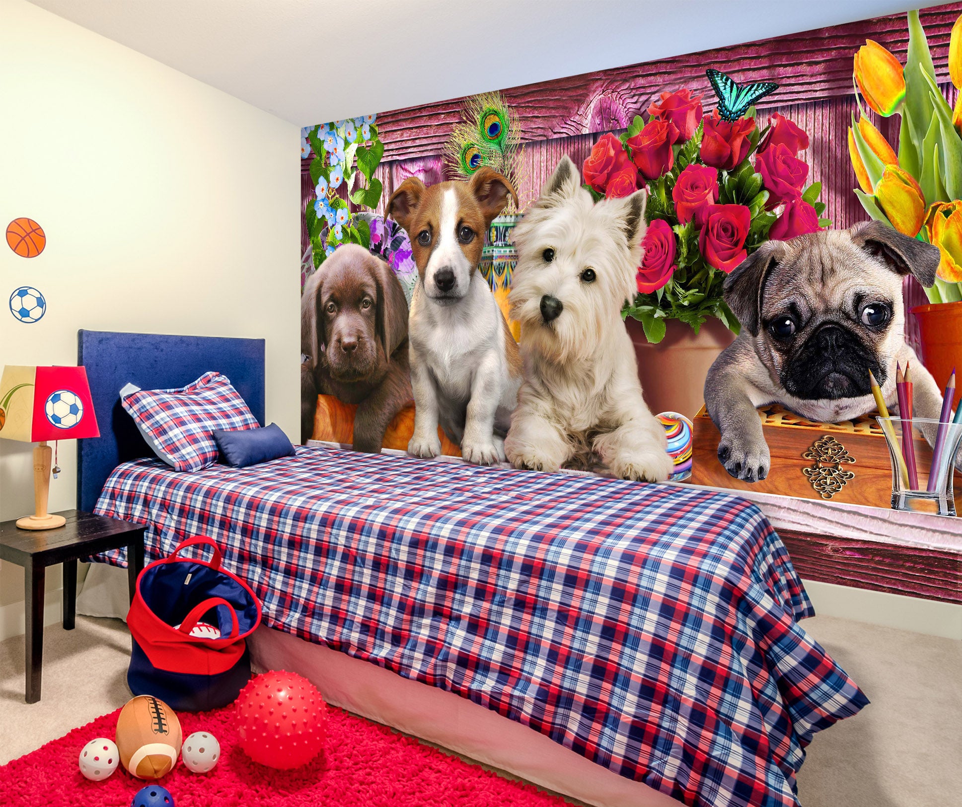 3D Cute Dog 1407 Adrian Chesterman Wall Mural Wall Murals