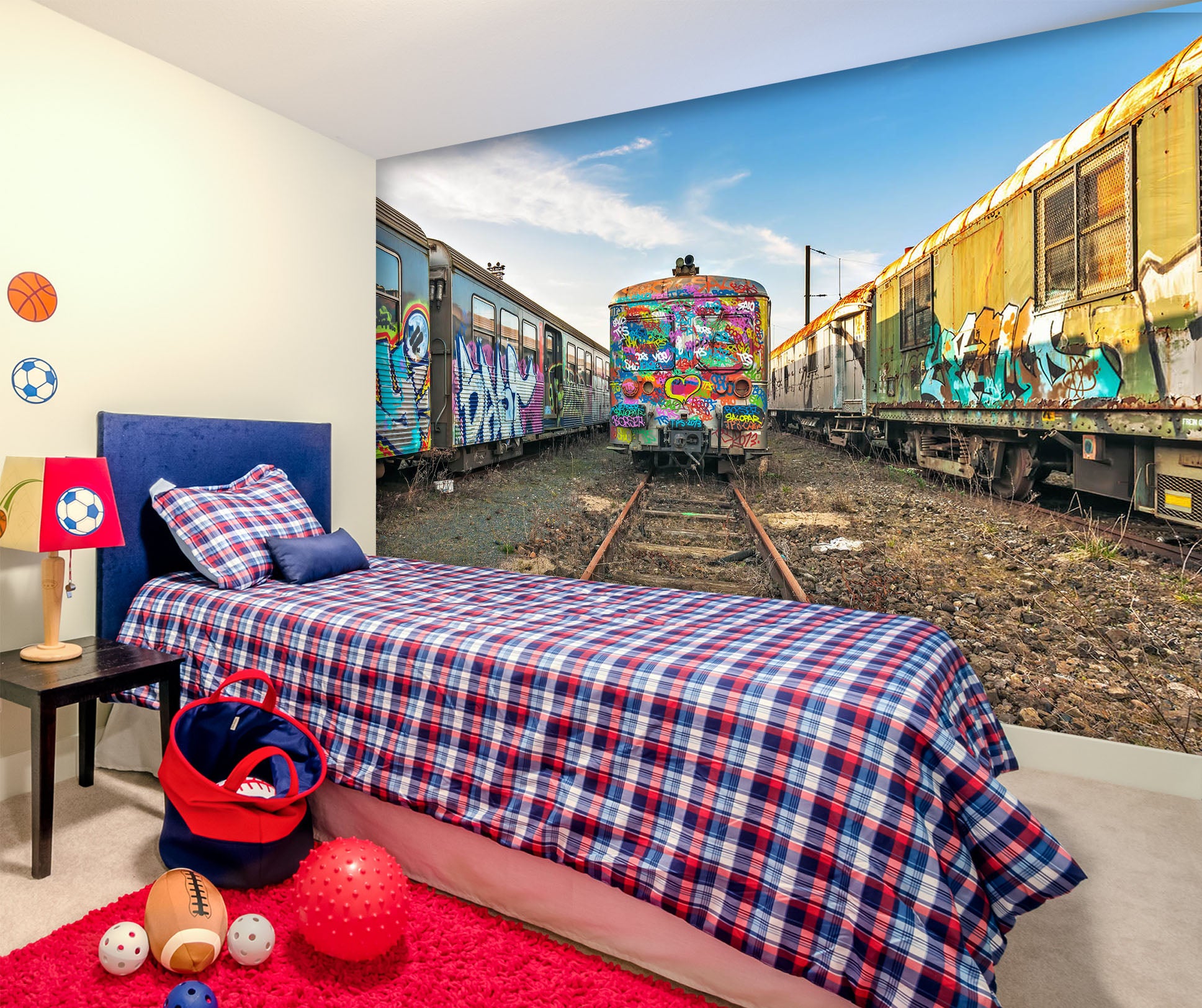 3D Painted Train 311 Vehicle Wall Murals