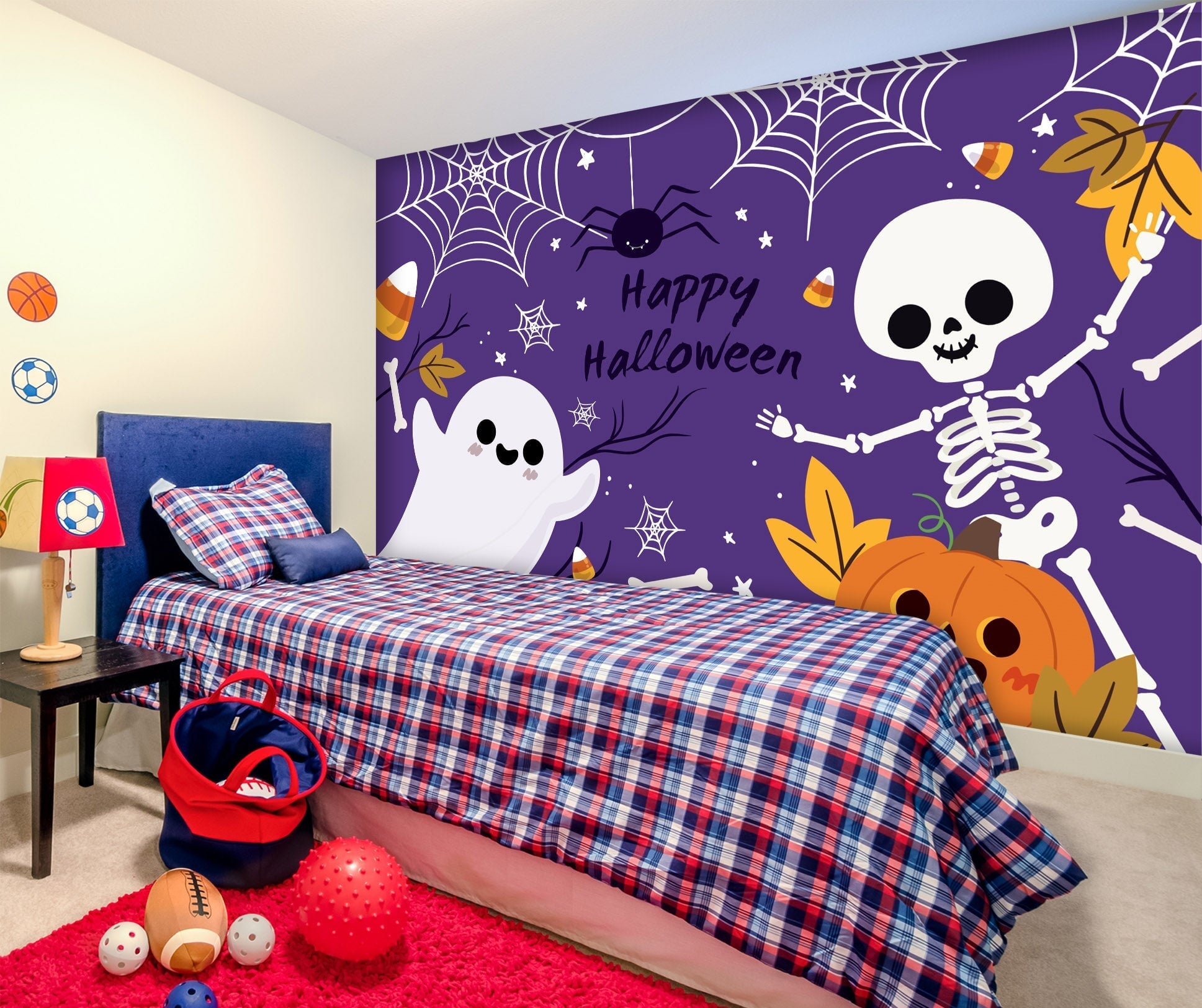 3D Spider Squash Leaves 1011 Halloween Wall Murals Wallpaper AJ Wallpaper 2