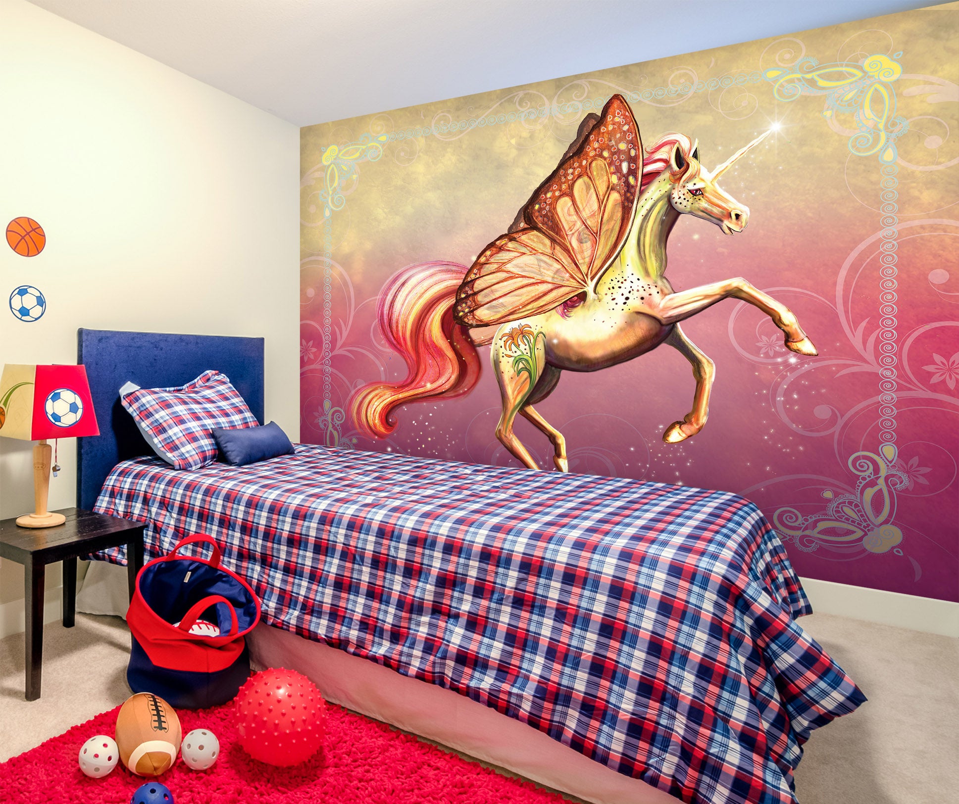3D Wing Horse 1404 Rose Catherine Khan Wall Mural Wall Murals