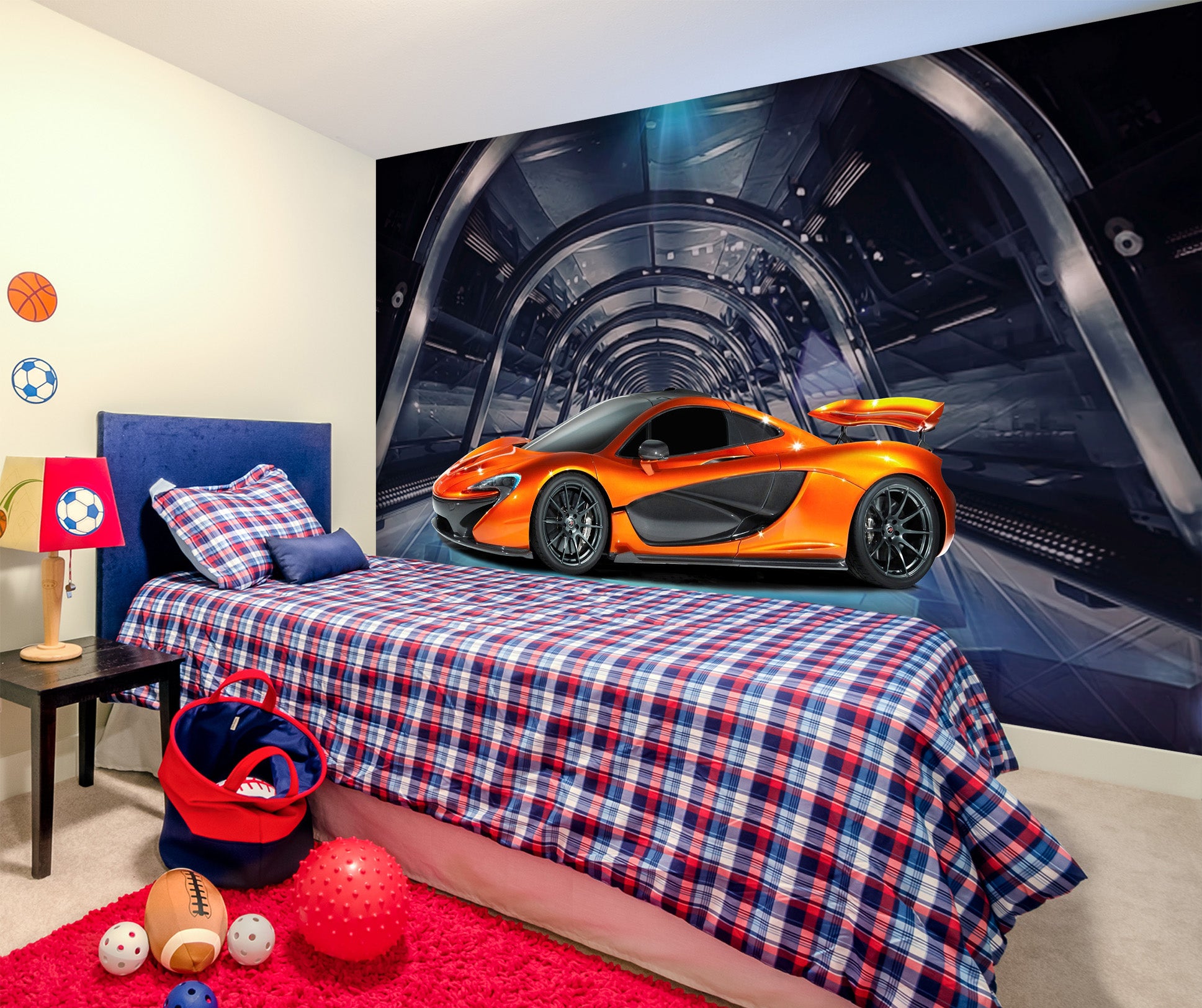 3D Yellow Car 1642 Wall Murals