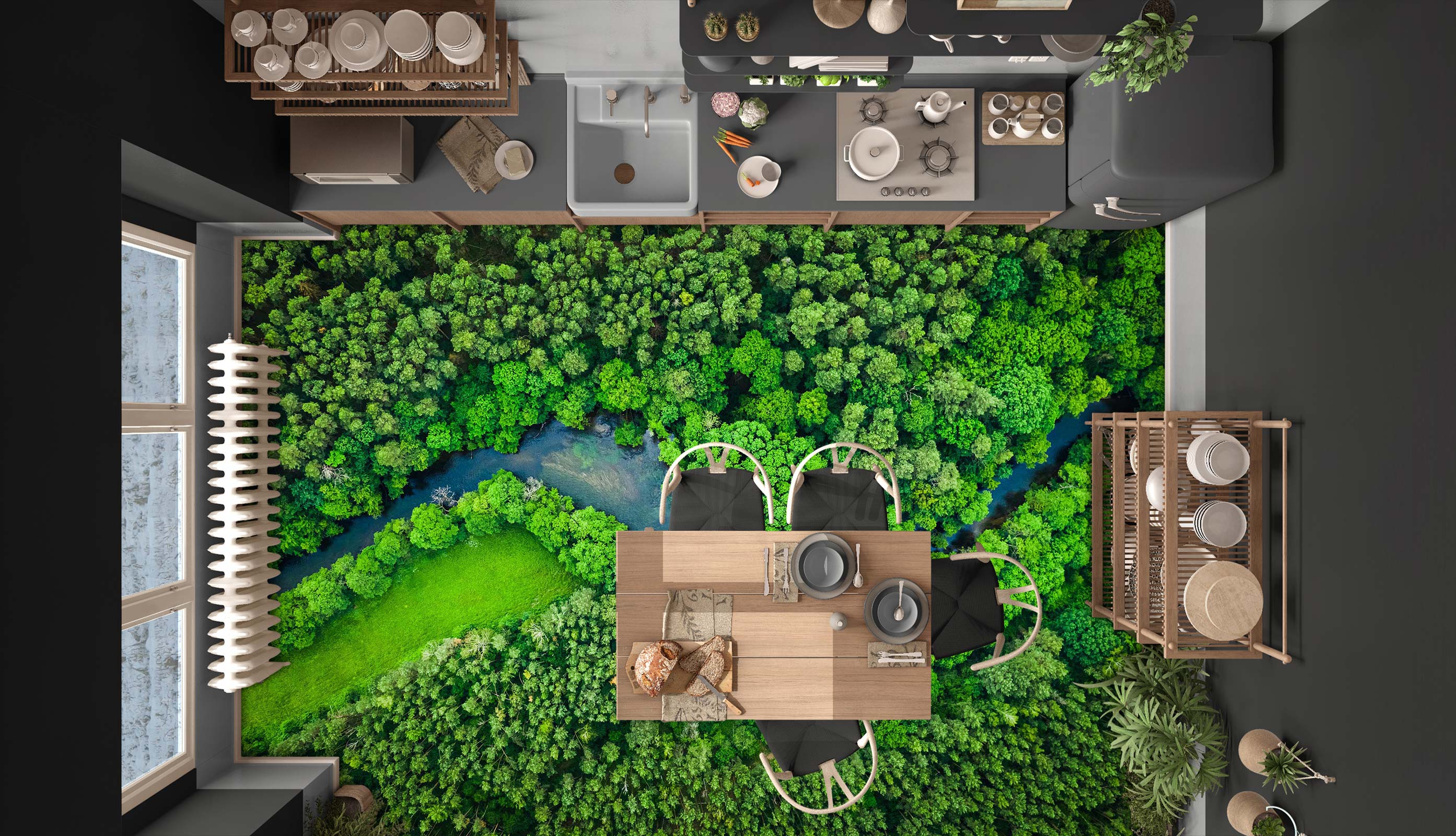 3D River Among Forests 438 Floor Mural Wallpaper Murals Rug & Mat Print Epoxy waterproof bath floor