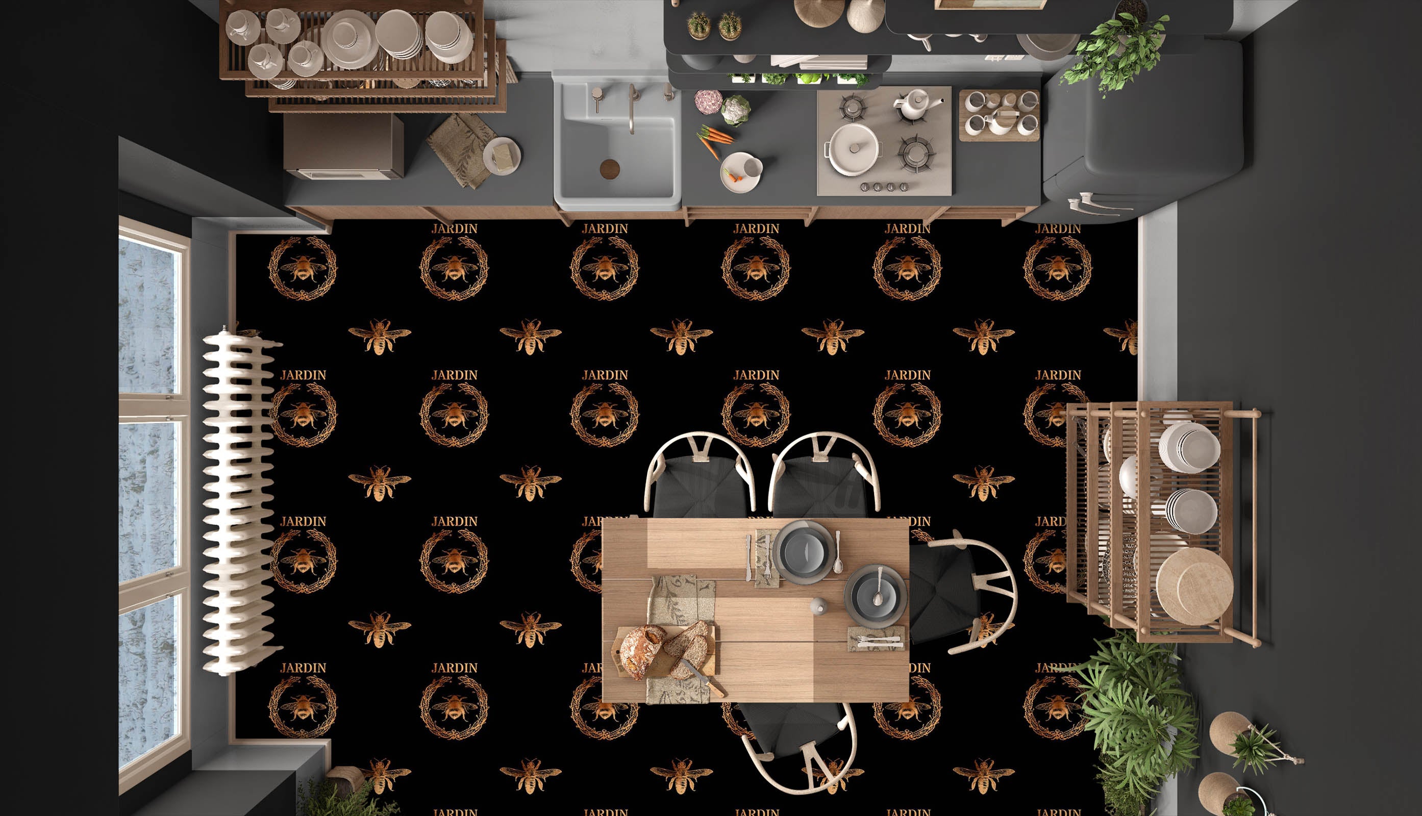 3D Insect Bee Pattern 99215 Uta Naumann Floor Mural Wallpaper Murals Self-Adhesive Removable Print Epoxy