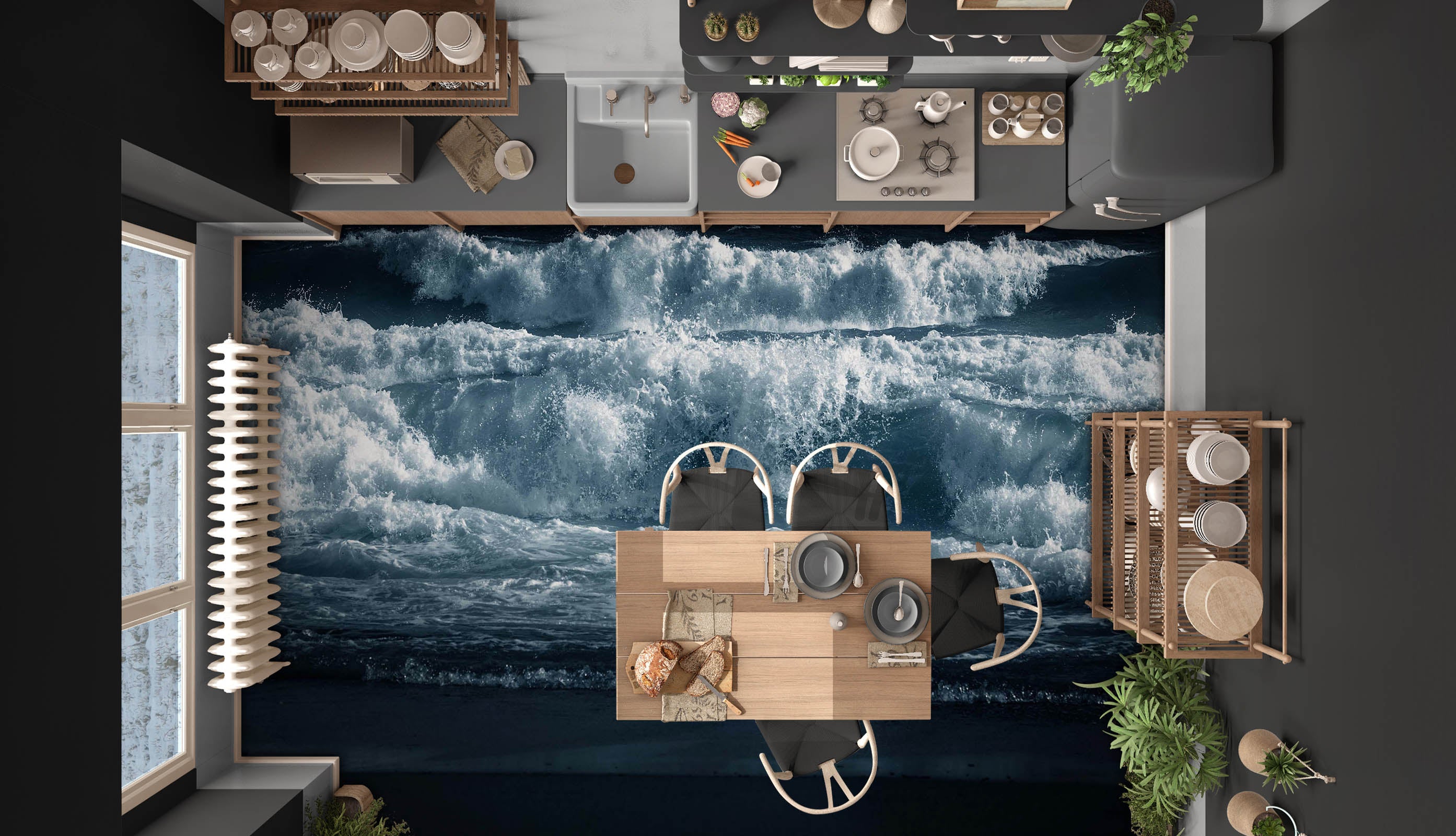 3D Shocking Waves 1464 Floor Mural Wallpaper Murals Self-Adhesive Removable Print Epoxy