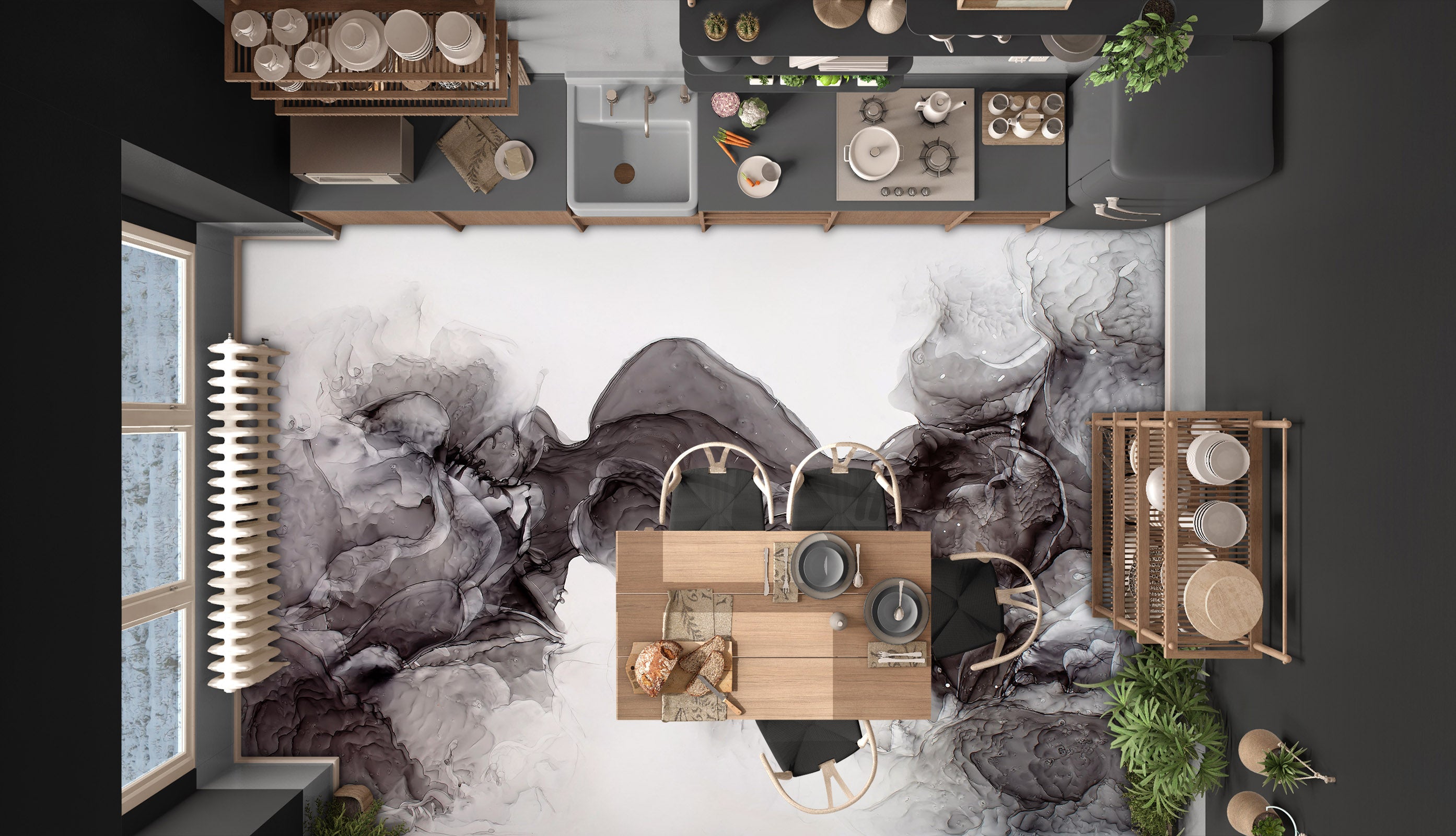 3D Flowing Ink Ribbon 1240 Floor Mural Wallpaper Murals Self-Adhesive Removable Print Epoxy