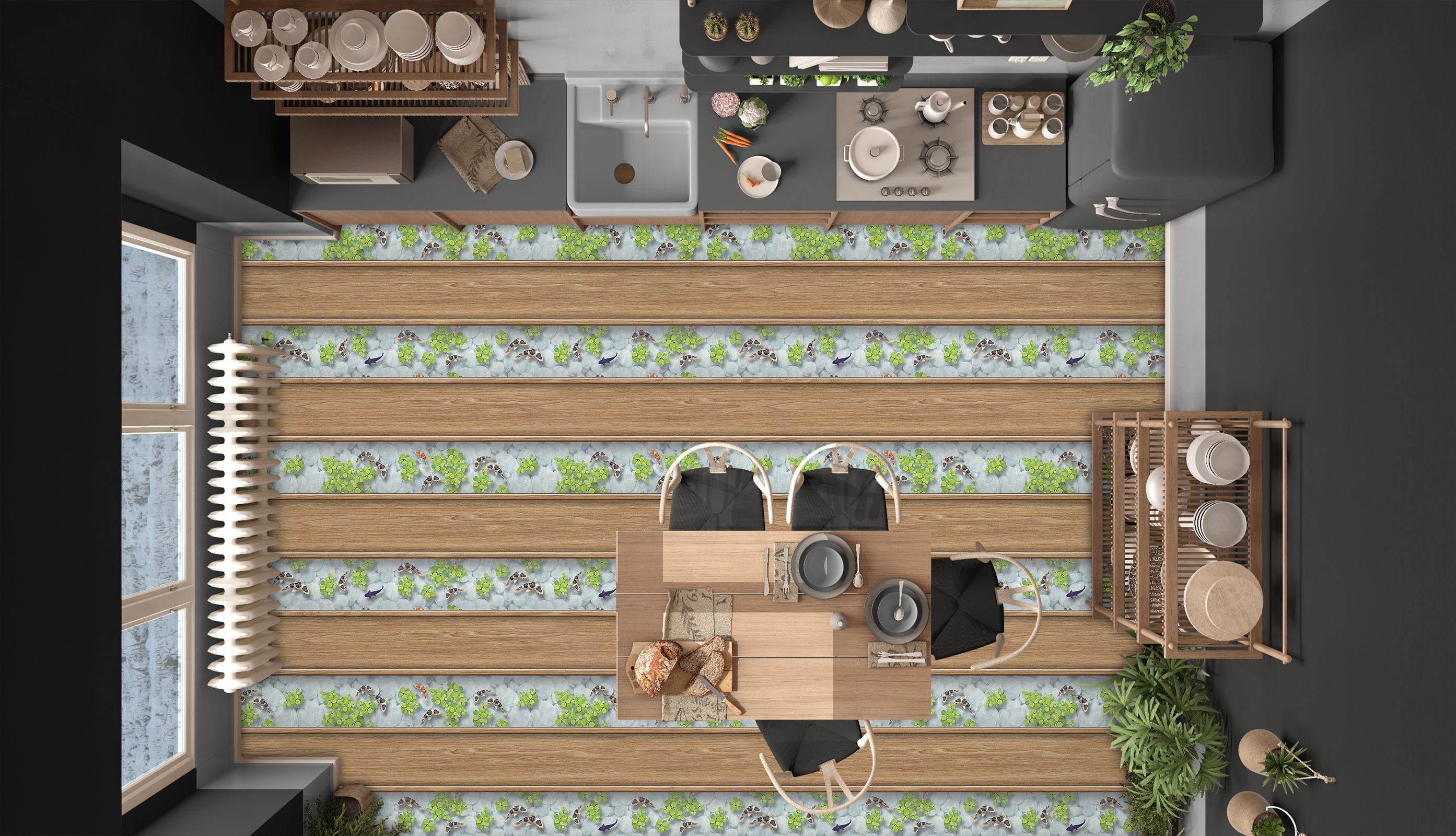 3D Delicate Green 270 Floor Mural Wallpaper Murals Rug & Mat Print Epoxy waterproof bath floor