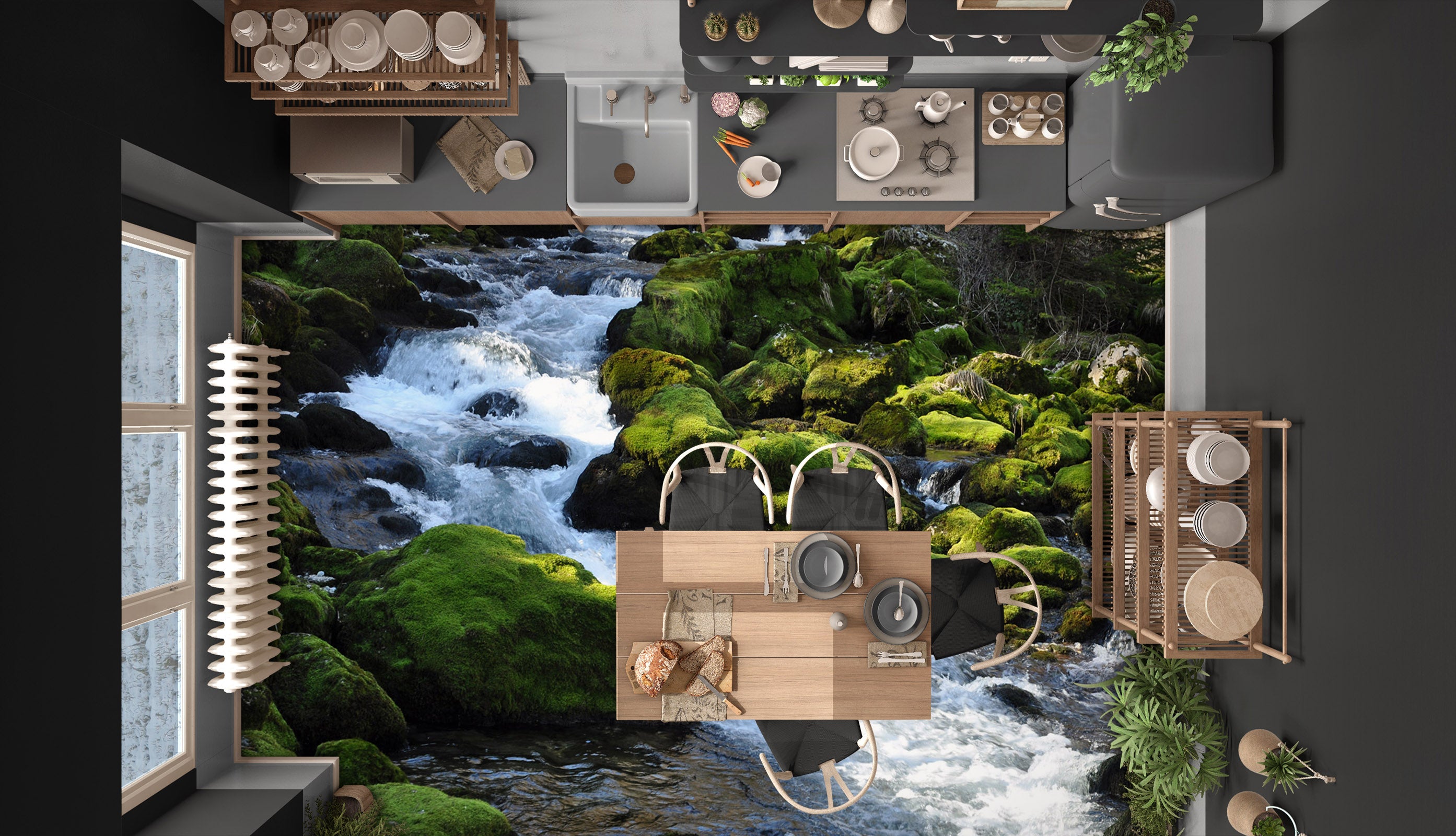 3D Fresh Flowing River 517 Floor Mural Wallpaper Murals Rug & Mat Print Epoxy waterproof bath floor