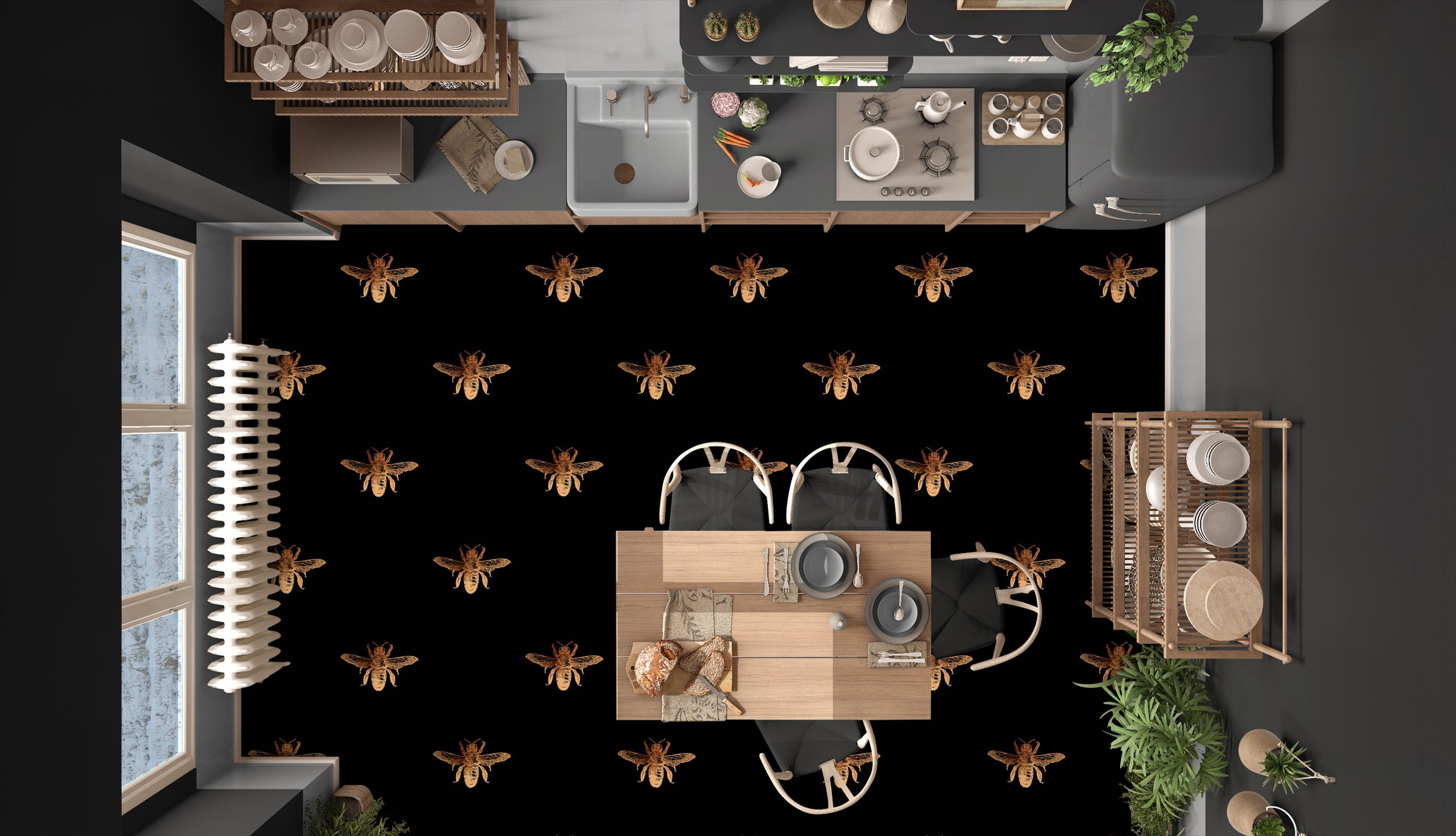 3D Bee Pattern 99214 Uta Naumann Floor Mural Wallpaper Murals Self-Adhesive Removable Print Epoxy