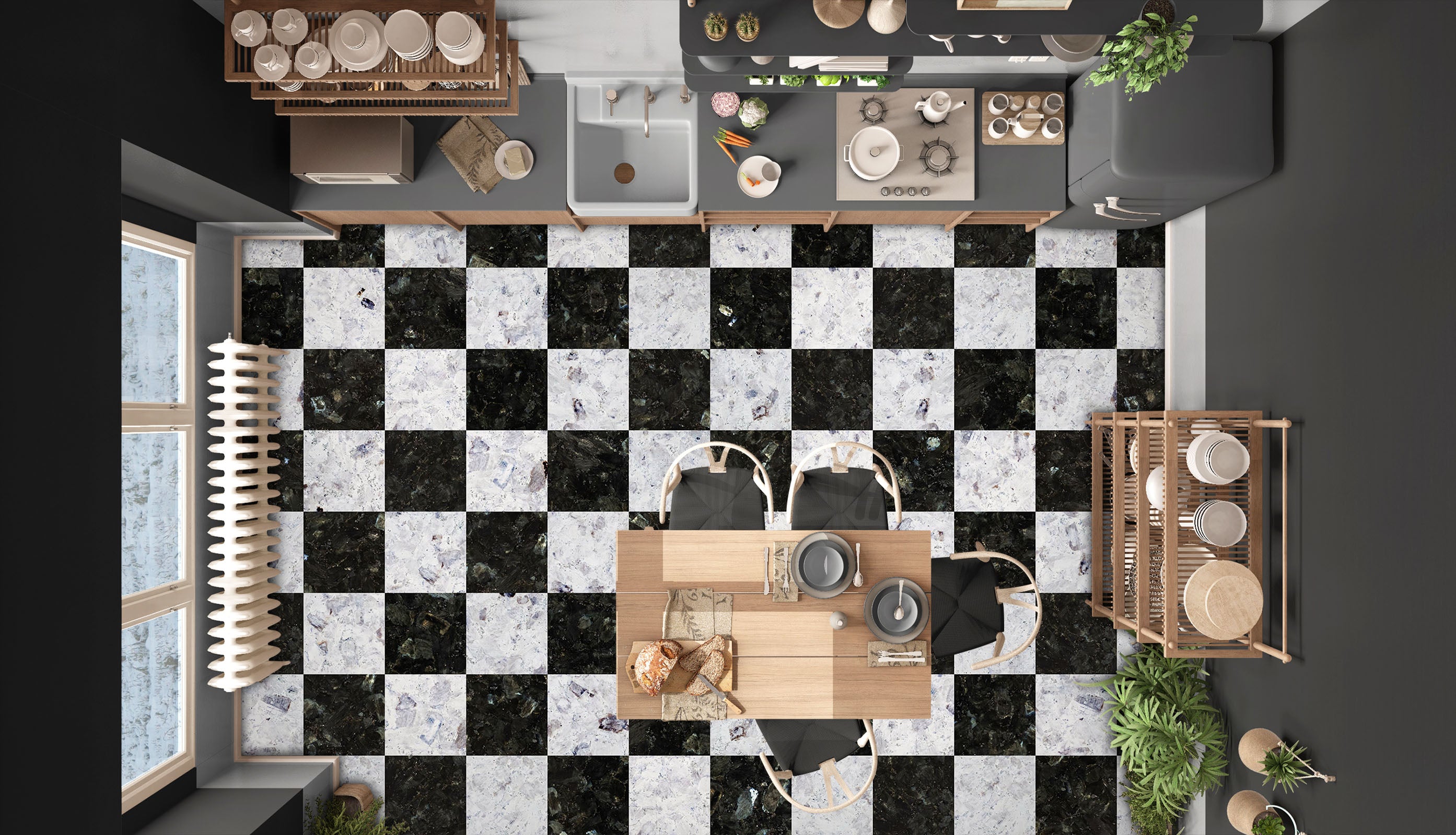 3D Textured Black And White Squares 966 Floor Mural Wallpaper Murals Self-Adhesive Removable Print Epoxy