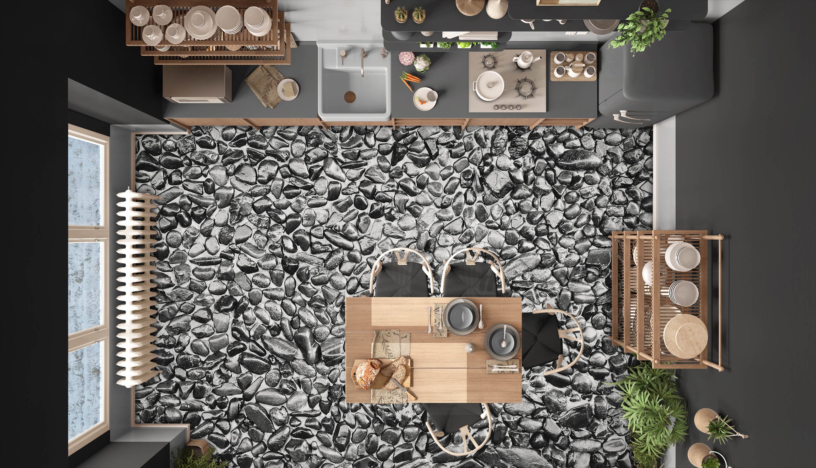 3D Pebbles In The Water 997 Floor Mural Wallpaper Murals Self-Adhesive Removable Print Epoxy