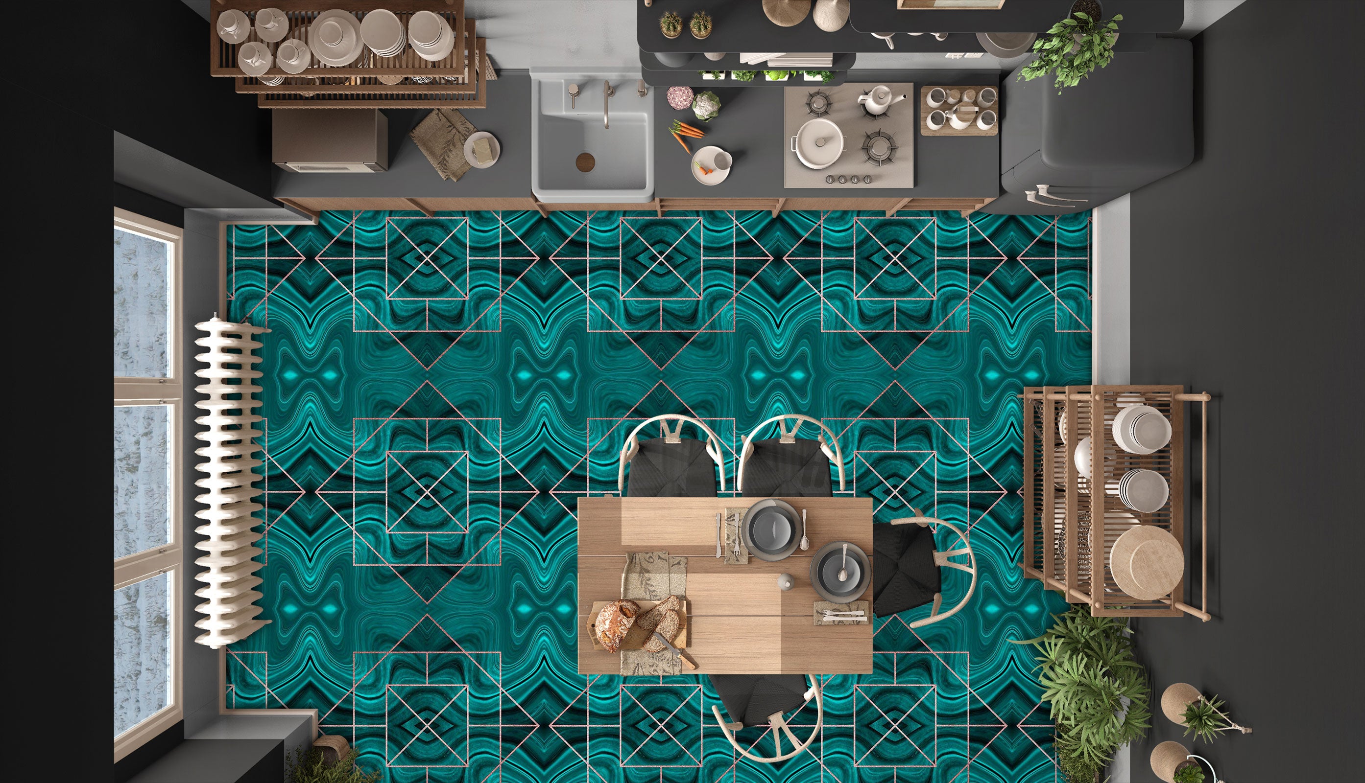 3D Green Pattern 102113 Andrea Haase Floor Mural Wallpaper Murals Self-Adhesive Removable Print Epoxy