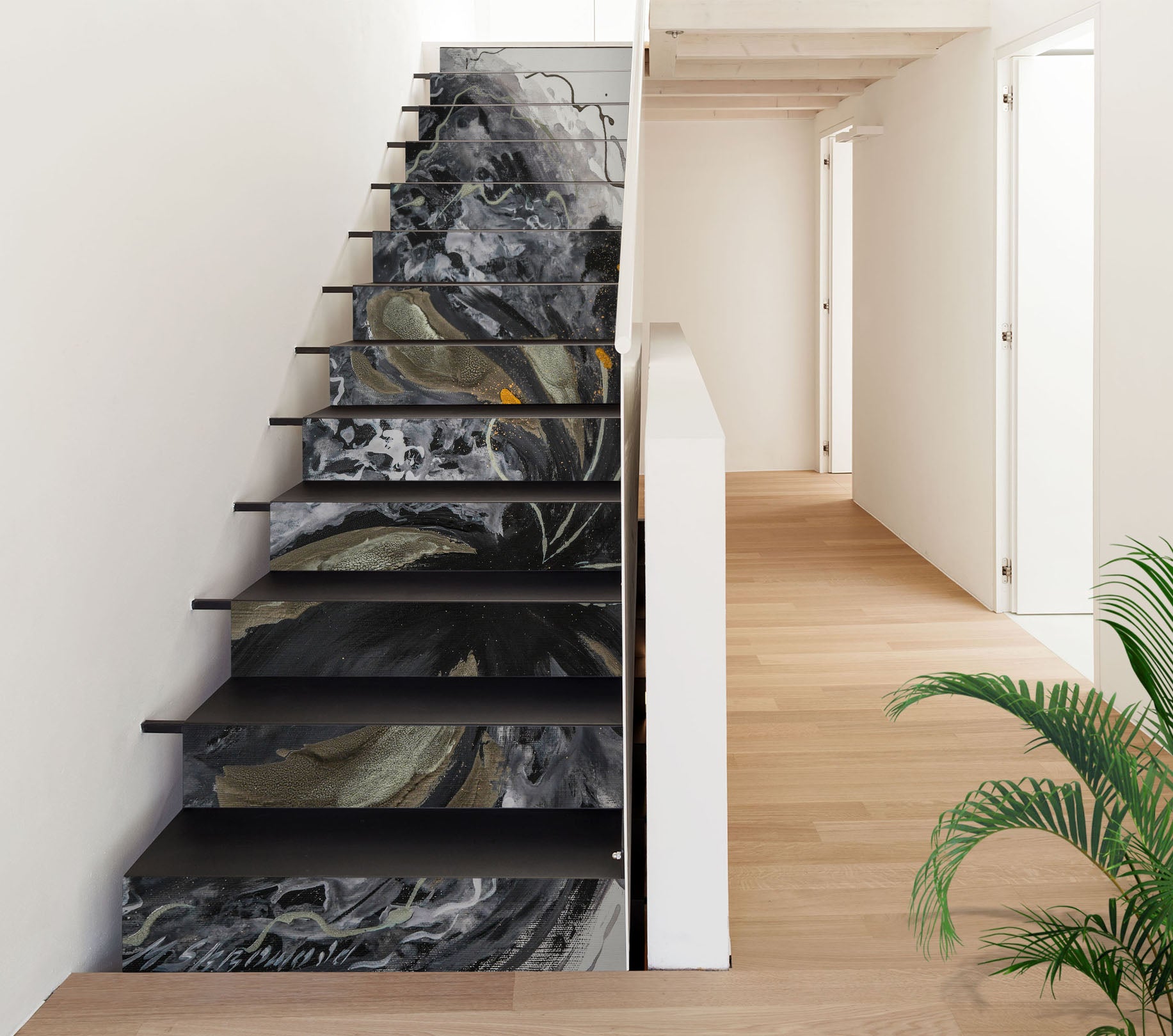 3D Black Ink Flower 2141 Skromova Marina Stair Risers
