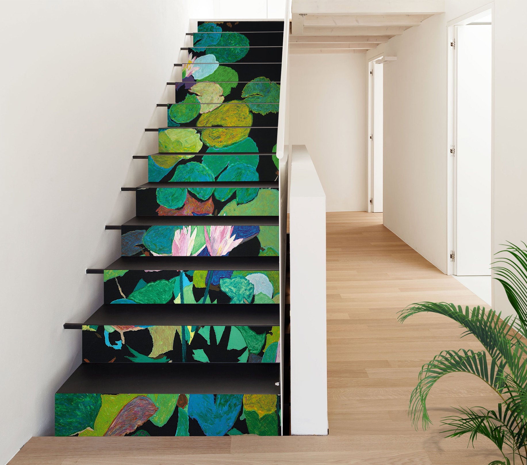 3D Pink Lotus Leaf Pond 90123 Allan P. Friedlander Stair Risers
