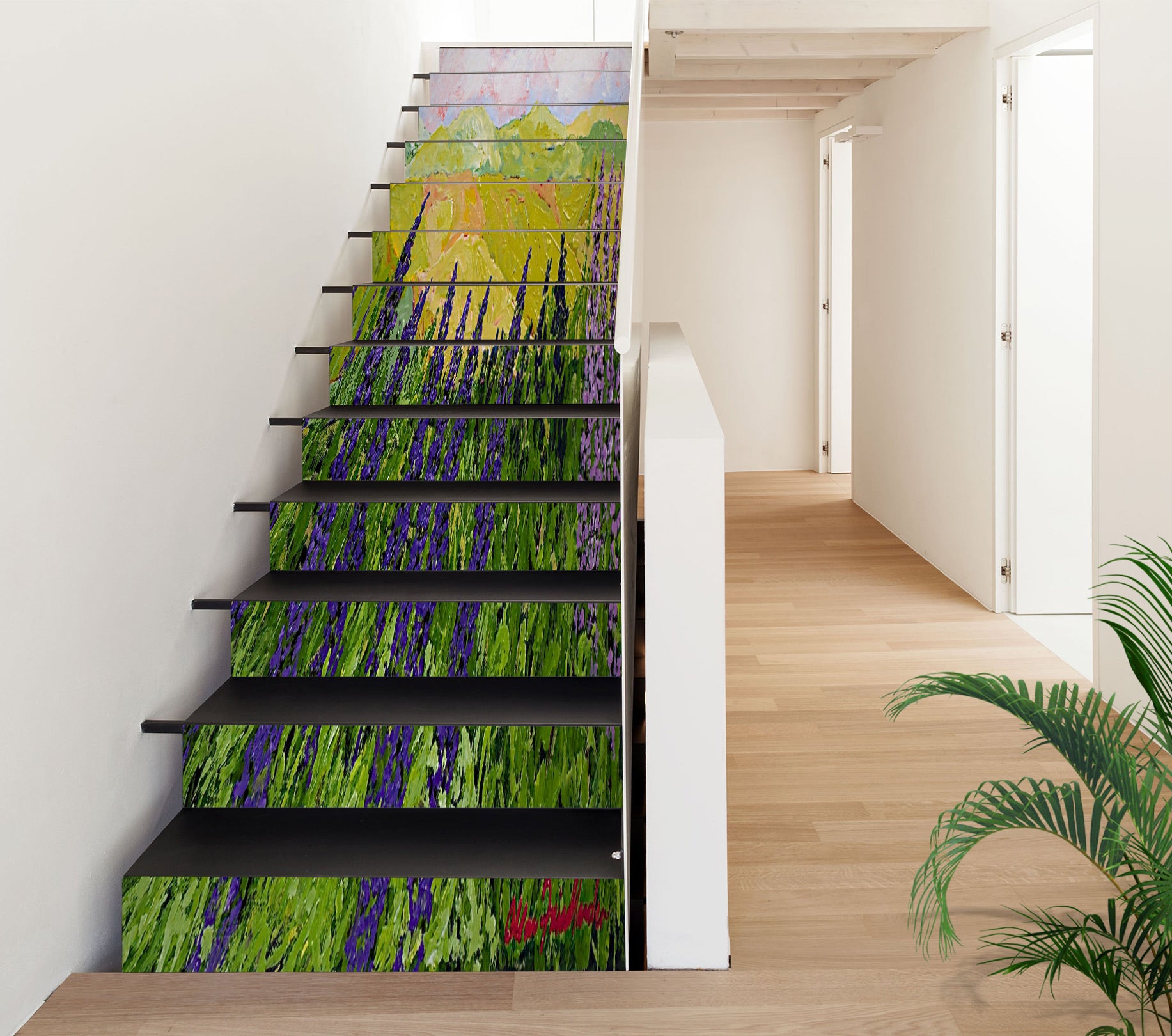 3D Purple Flower Grass 89189 Allan P. Friedlander Stair Risers