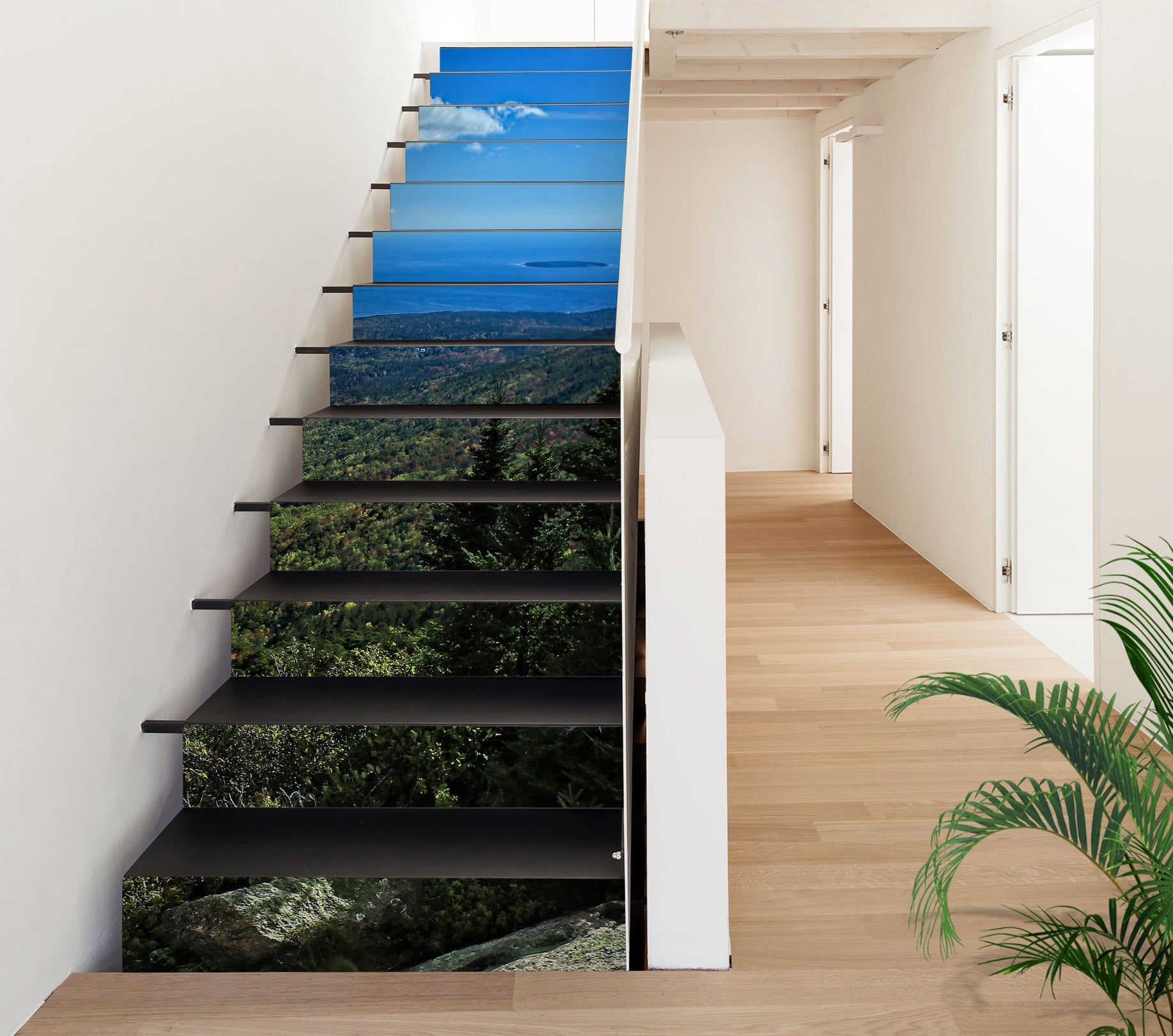 3D Blue Sky Woods Meadow 101113 Kathy Barefield Stair Risers