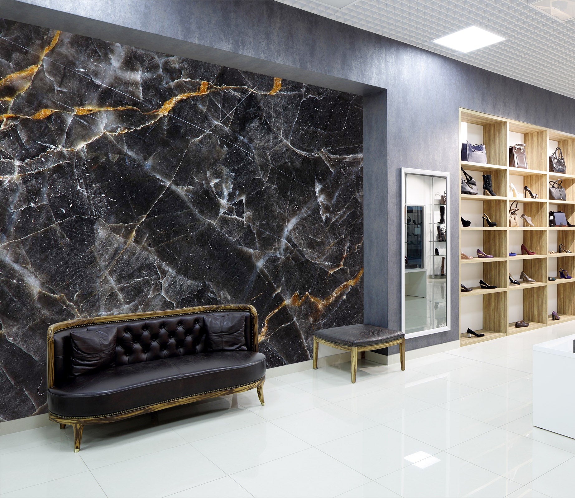 3D BLACK MARBLING TEXTURE 67 WALL MURALS