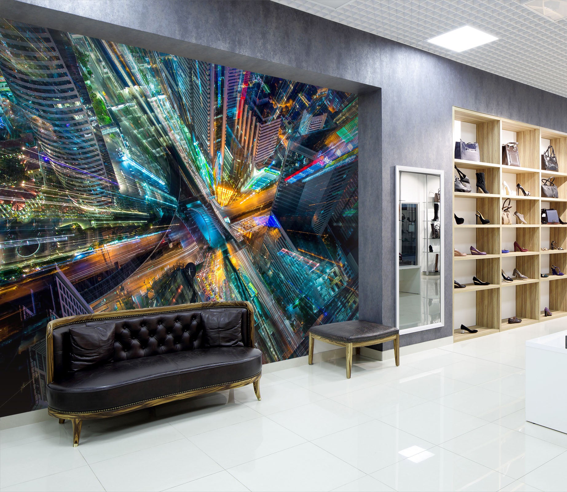3D Night View City 117 Wall Murals