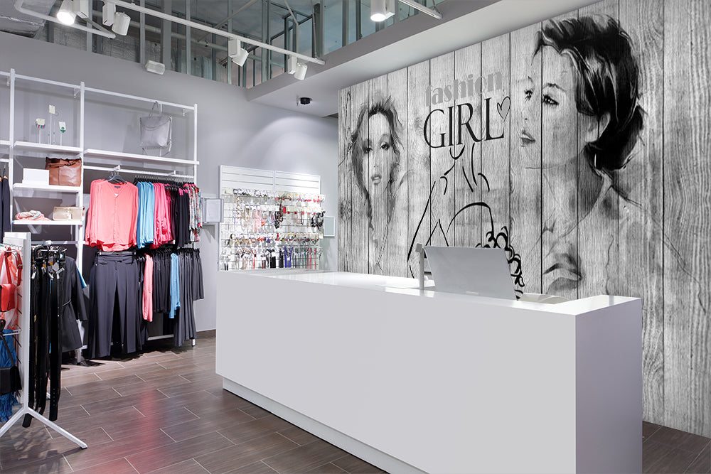 3D Sketch Girl 1600 Wall Murals