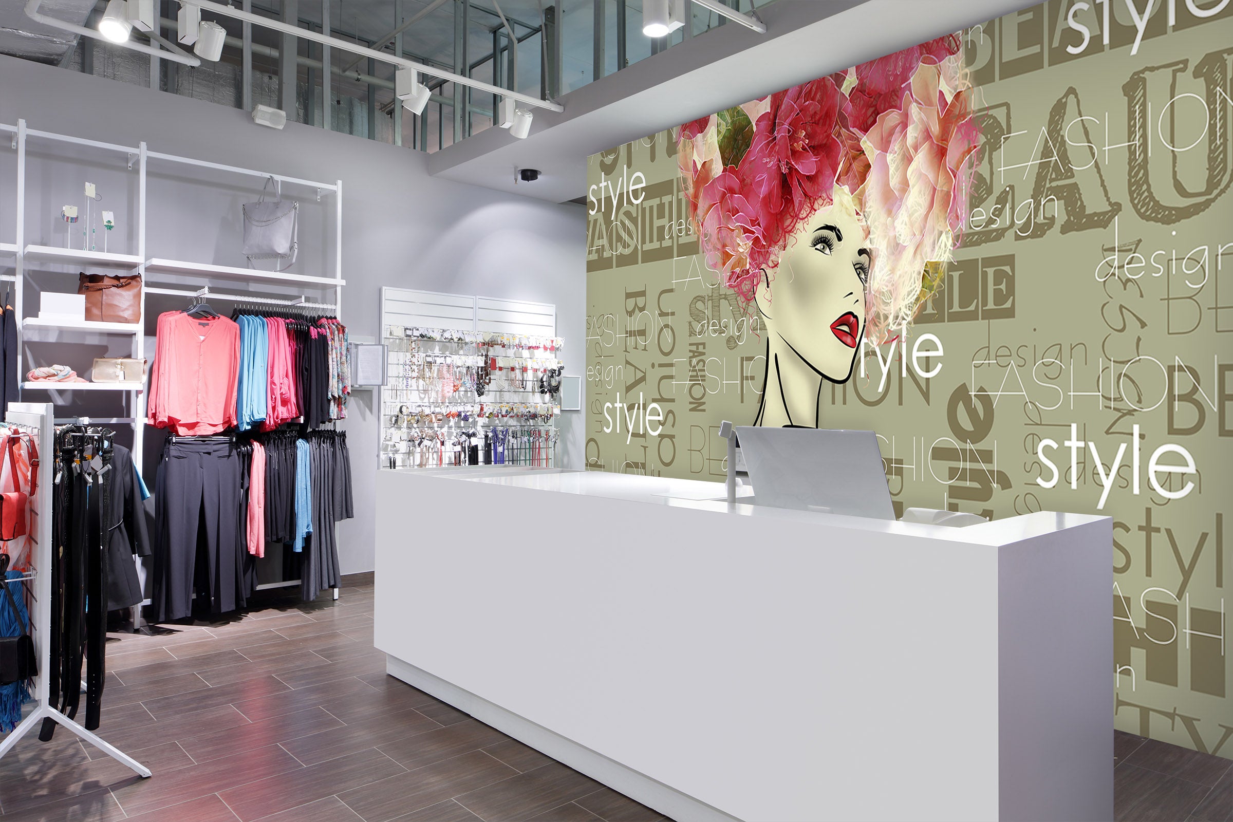 3D Girl Safflower 134 Wall Murals