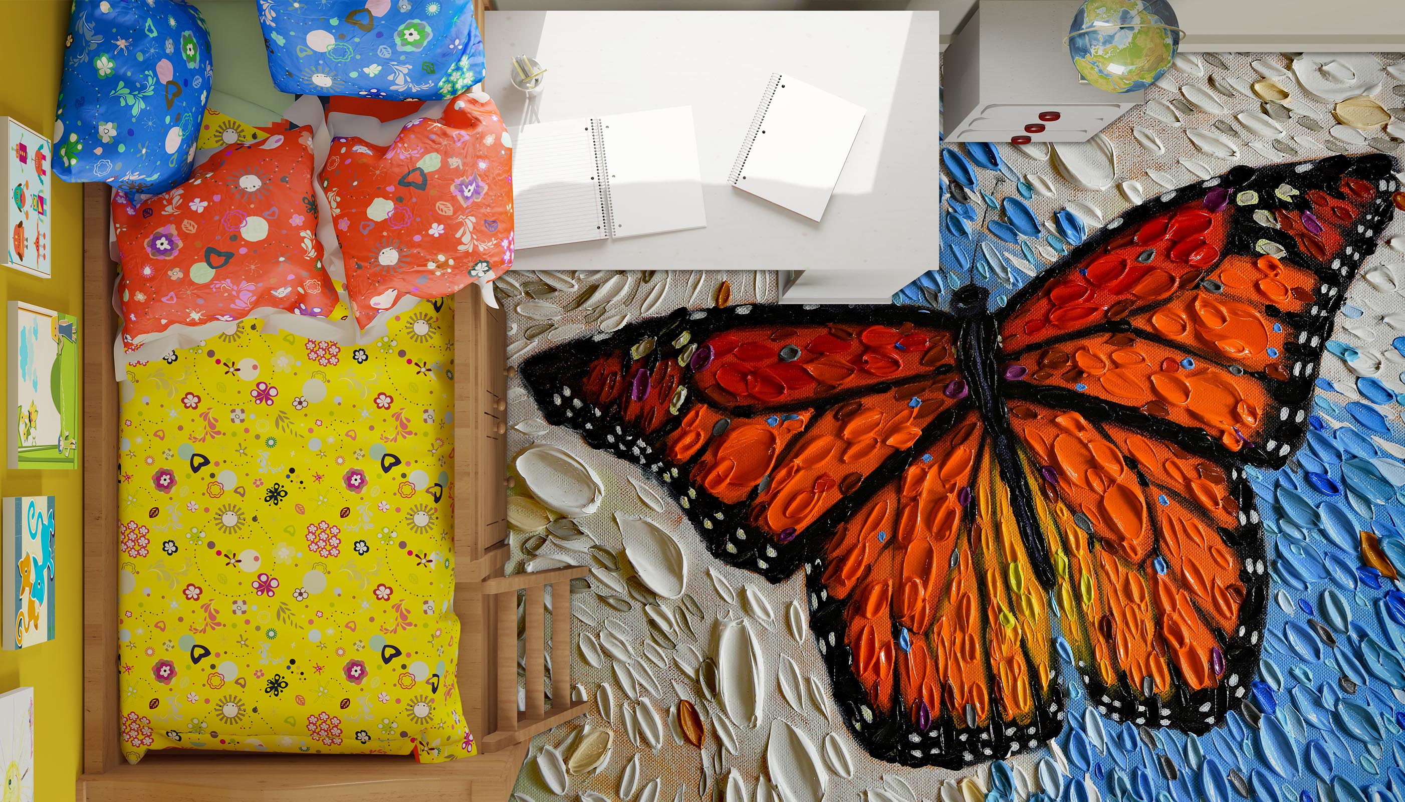 3D Butterfly 102173 Dena Tollefson Floor Mural Wallpaper Murals Self-Adhesive Removable Print Epoxy
