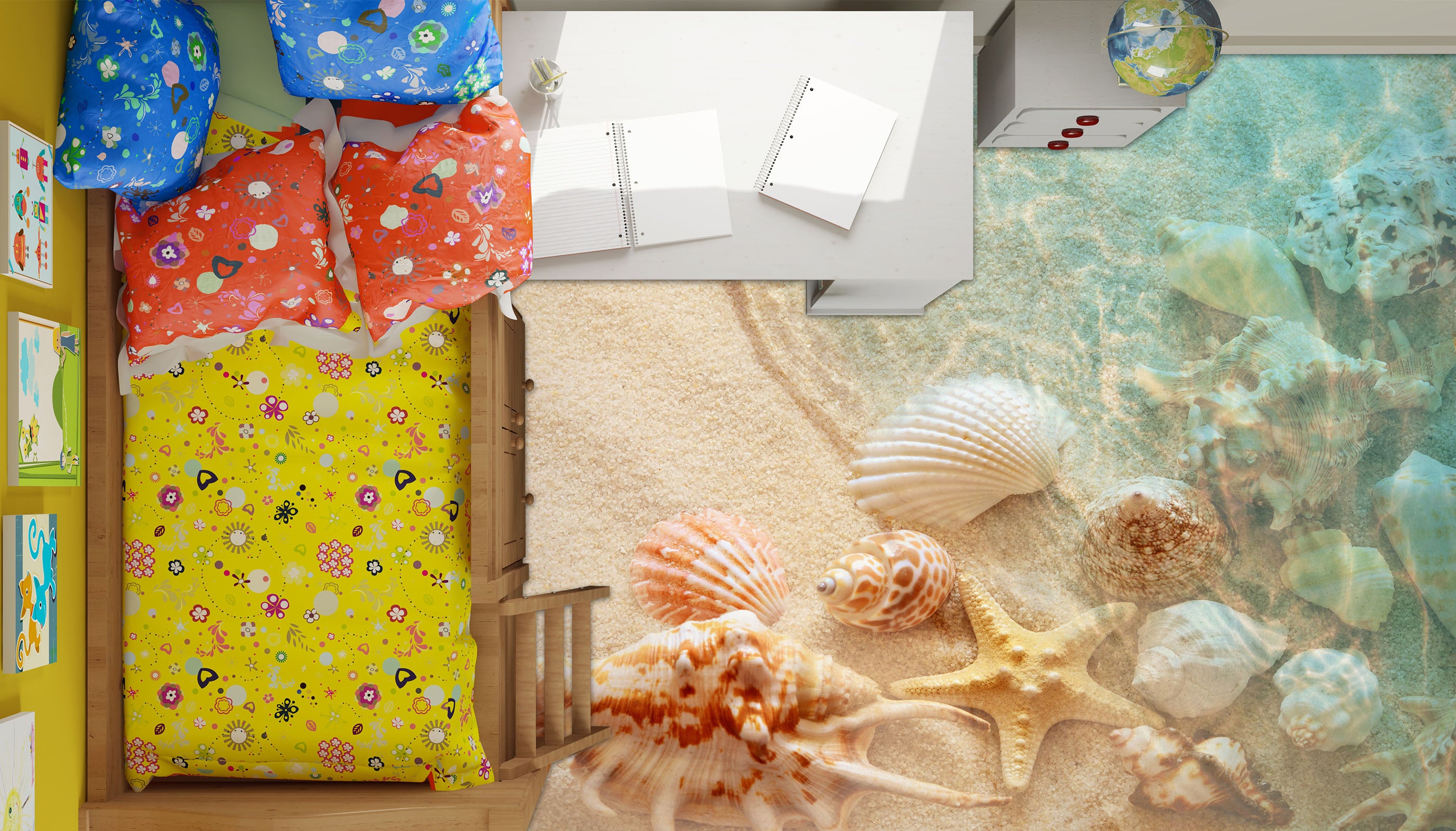 3D Conch Wish 575 Floor Mural Wallpaper Murals Rug & Mat Print Epoxy waterproof bath floor