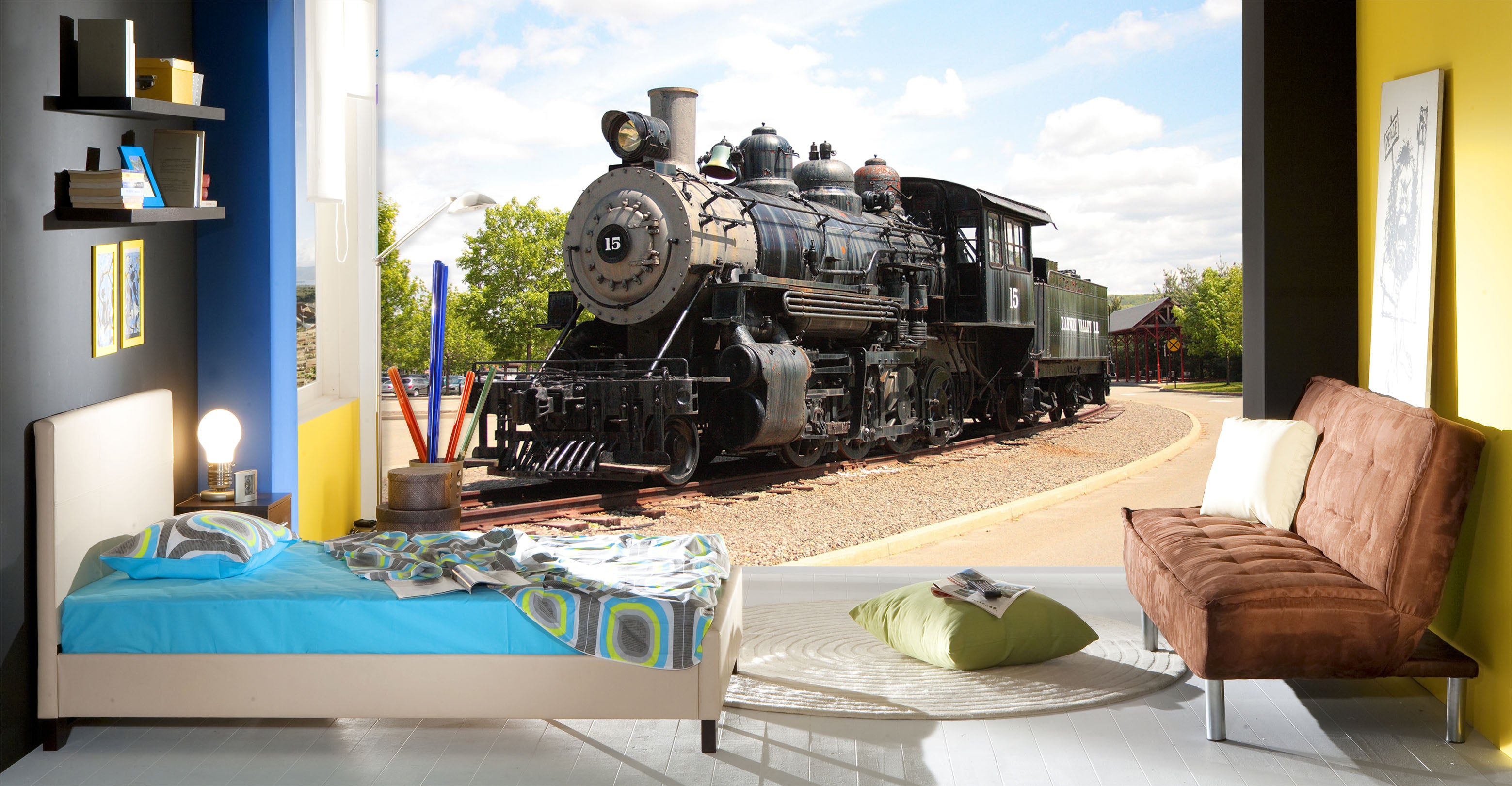 3D Vintage Train Head 178 Vehicle Wall Murals