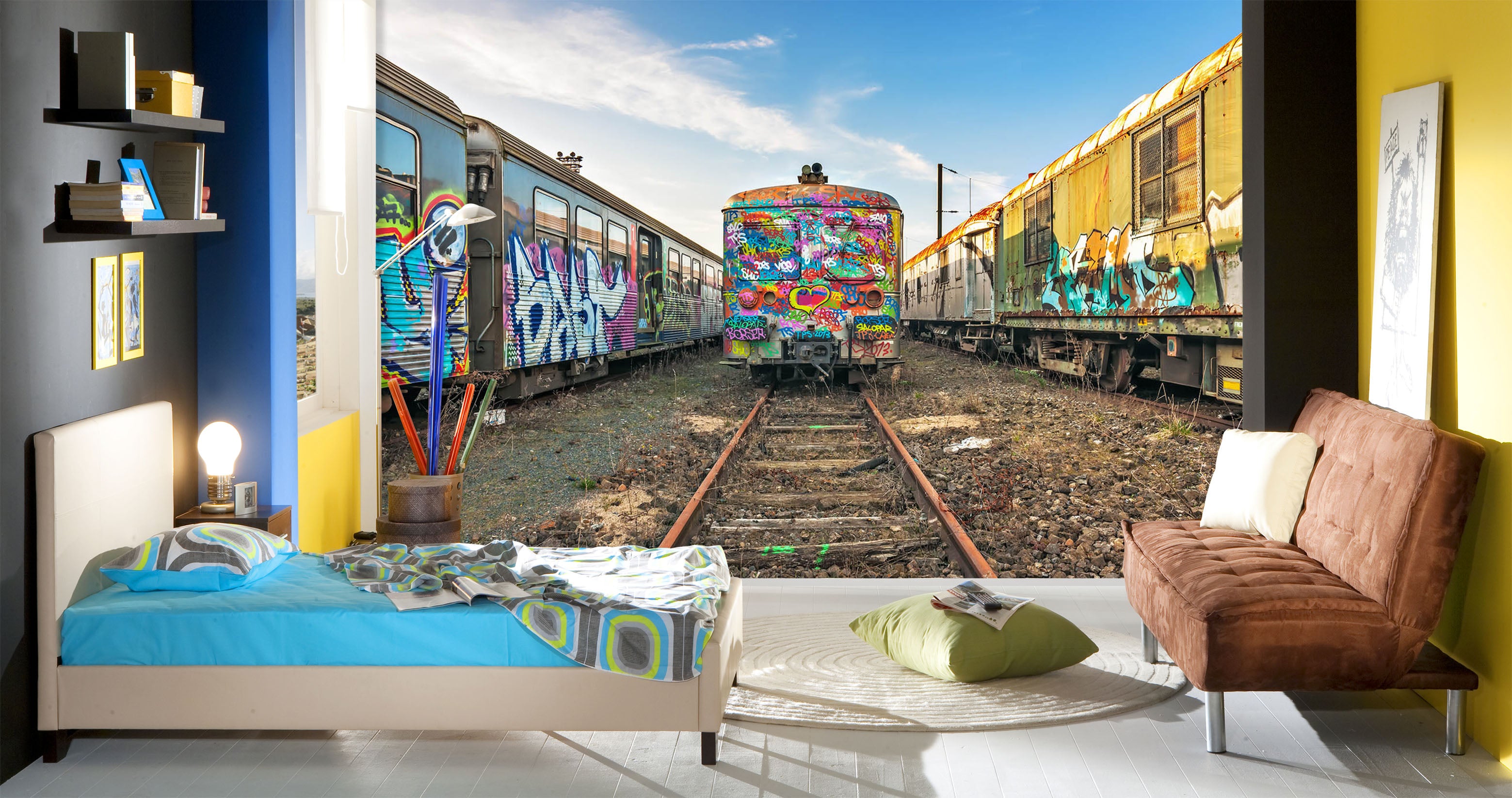 3D Painted Train 311 Vehicle Wall Murals