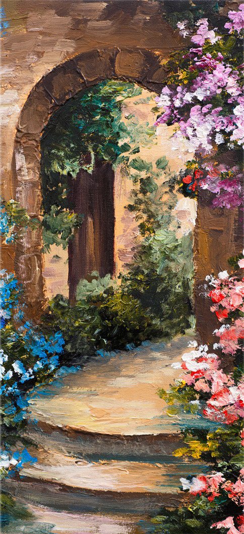 3D arch flower painting door mural Wallpaper AJ Wallpaper