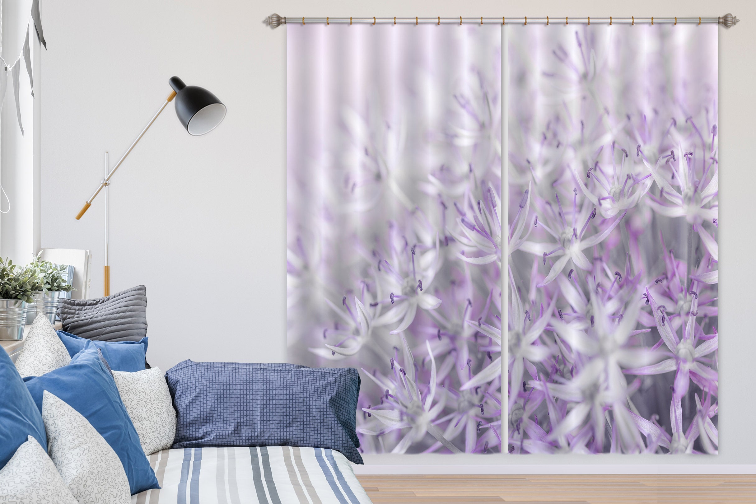 3D Purple Flower 6563 Assaf Frank Curtain Curtains Drapes