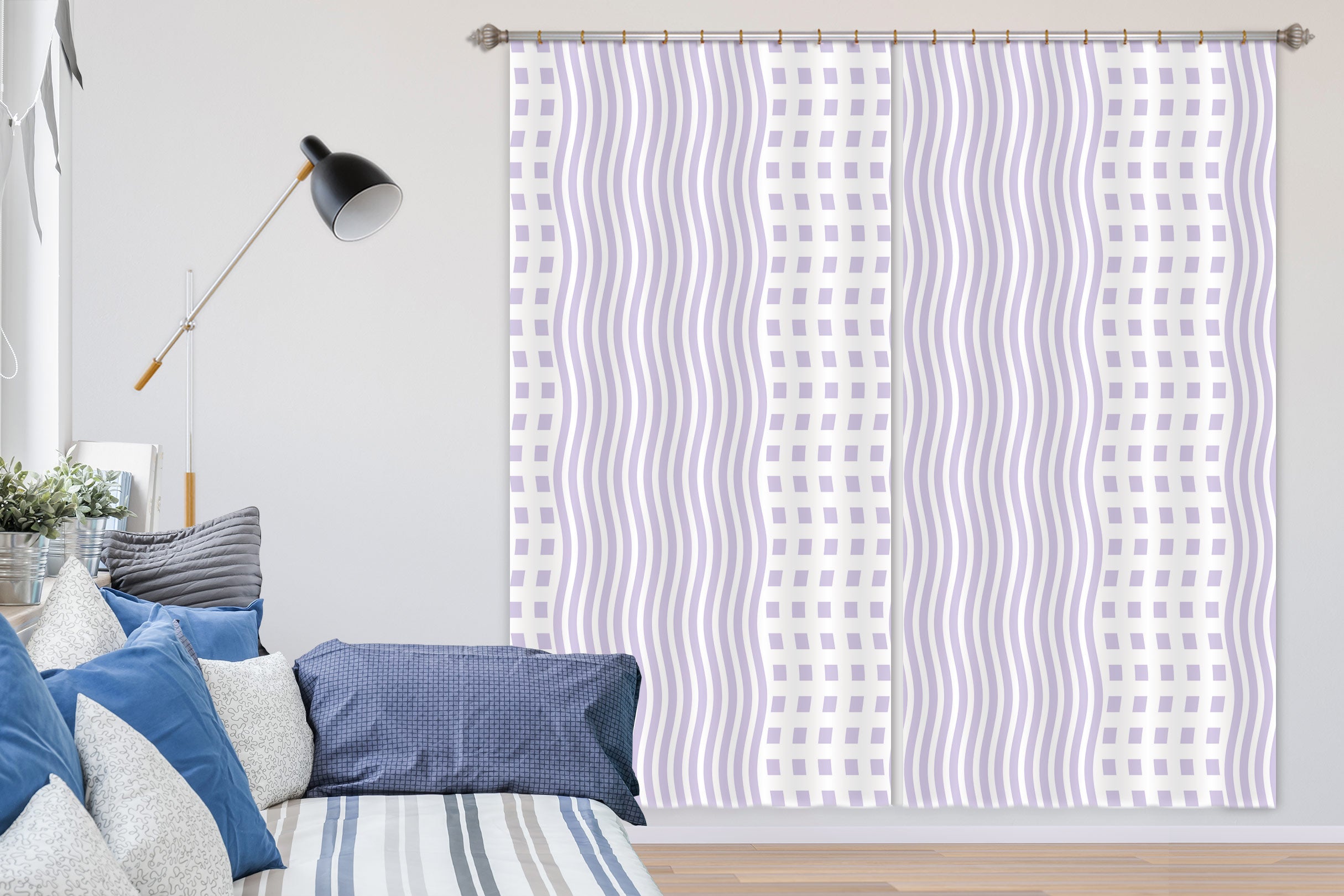 3D Purple Stripe Dots 98120 Kasumi Loffler Curtain Curtains Drapes