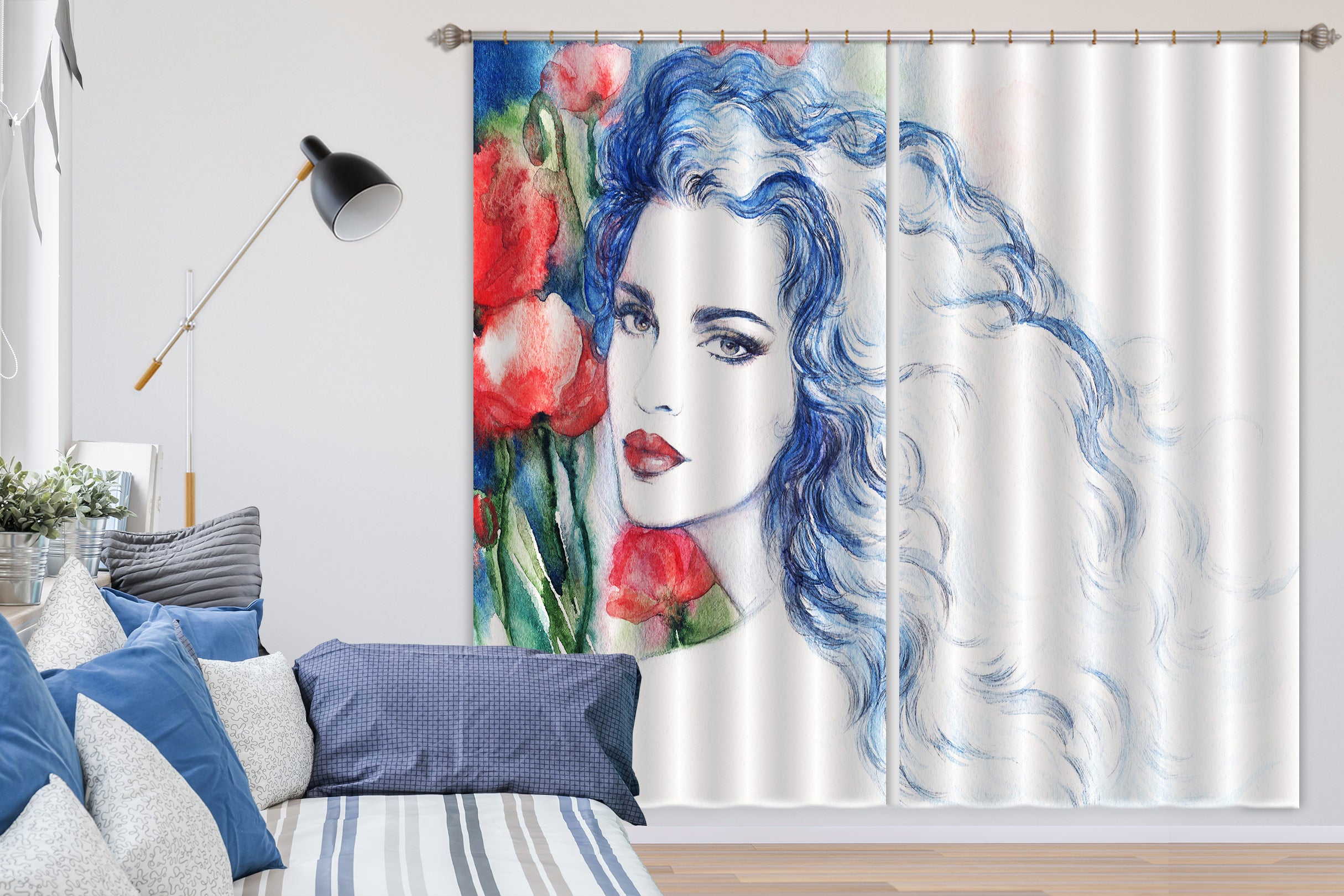 3D Bouquet Woman 053 Curtains Drapes