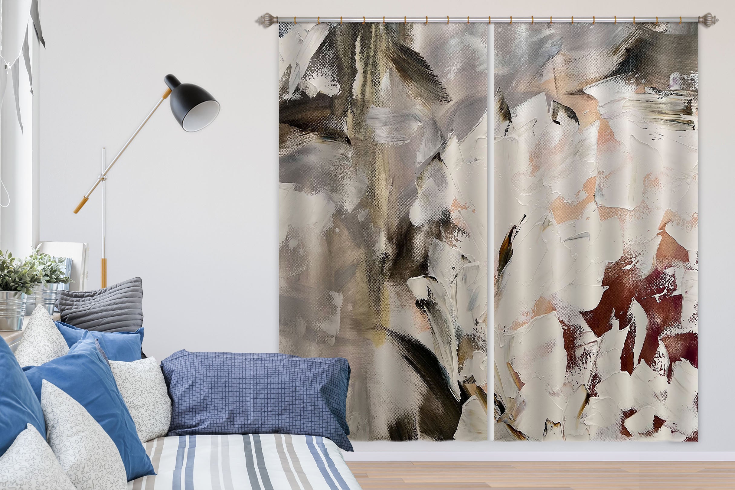 3D White Flower 3027 Skromova Marina Curtain Curtains Drapes