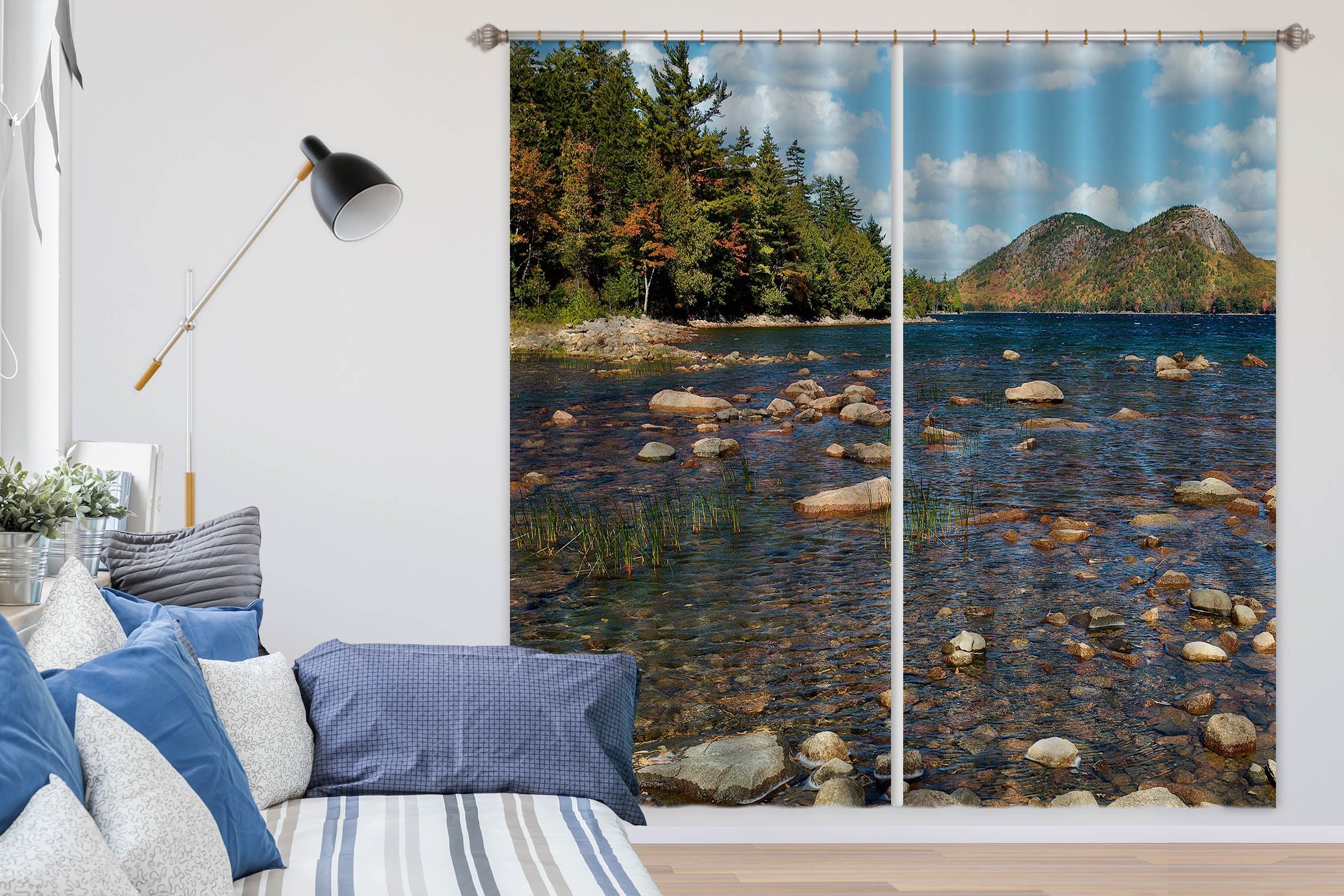 3D Stone River Water 62149 Kathy Barefield Curtain Curtains Drapes