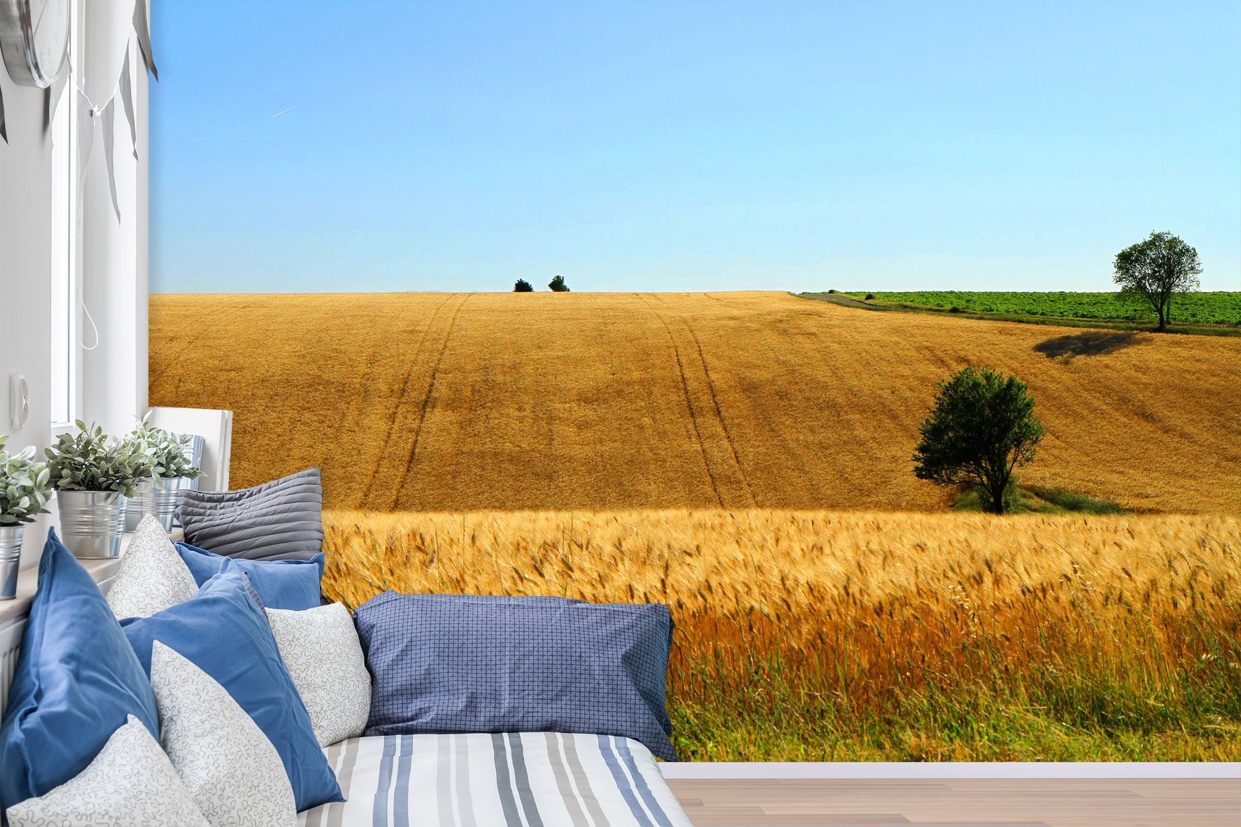 3D Yellow Wheat Field 1492 Wall Murals