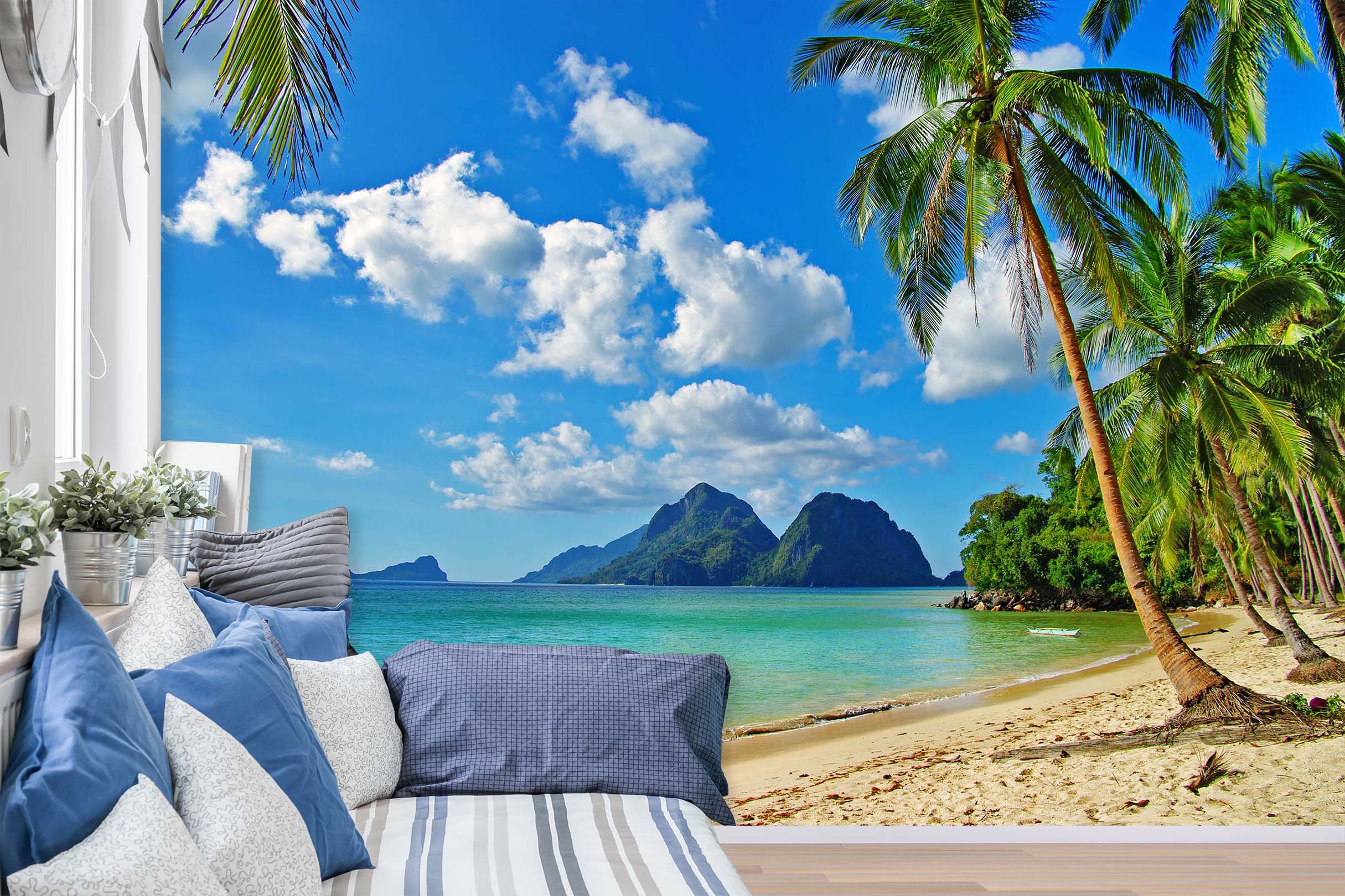 3D Coconut Tree Seaside 40 Wall Murals Wallpaper AJ Wallpaper 2