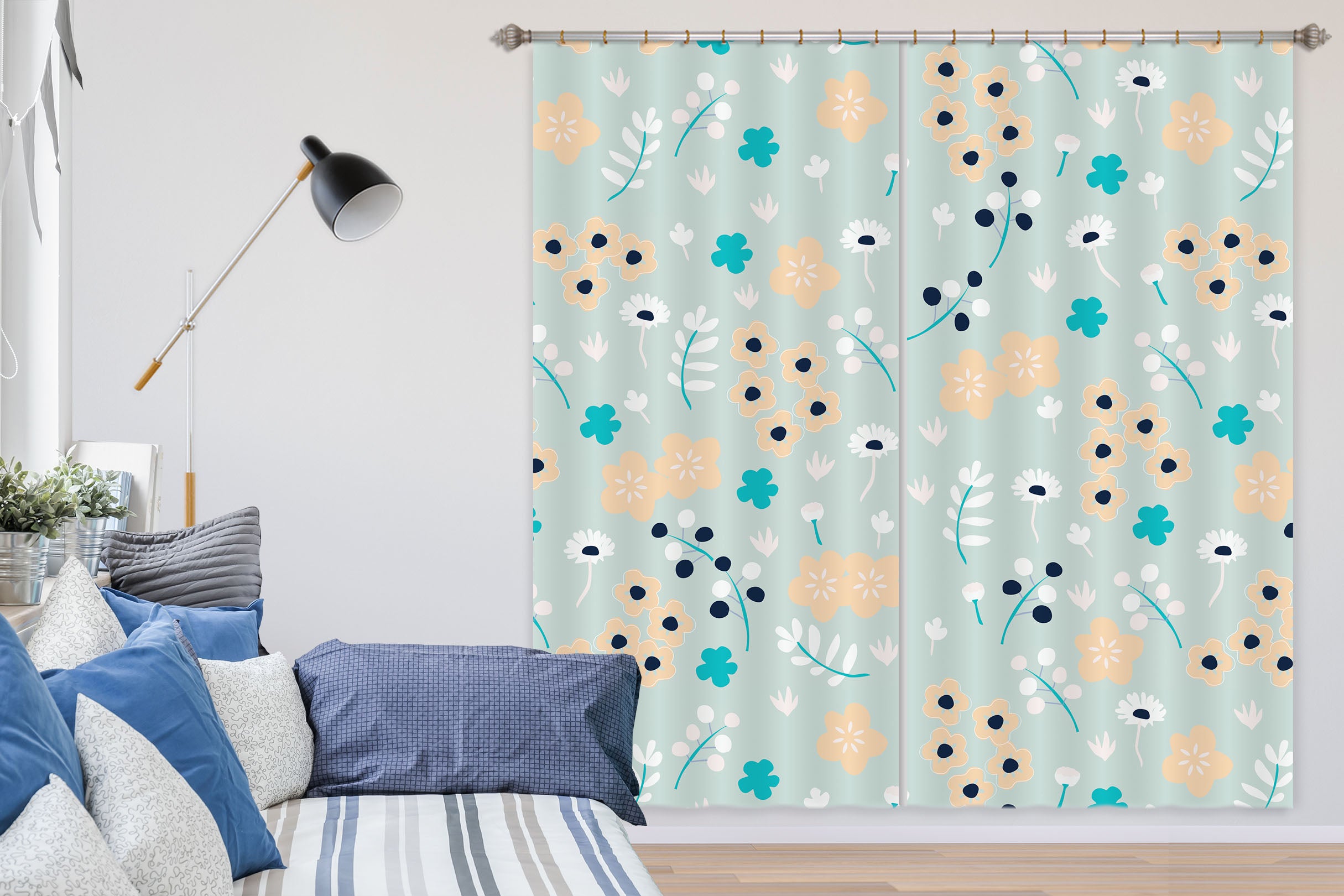 3D Cute Flowers 048 Jillian Helvey Curtain Curtains Drapes